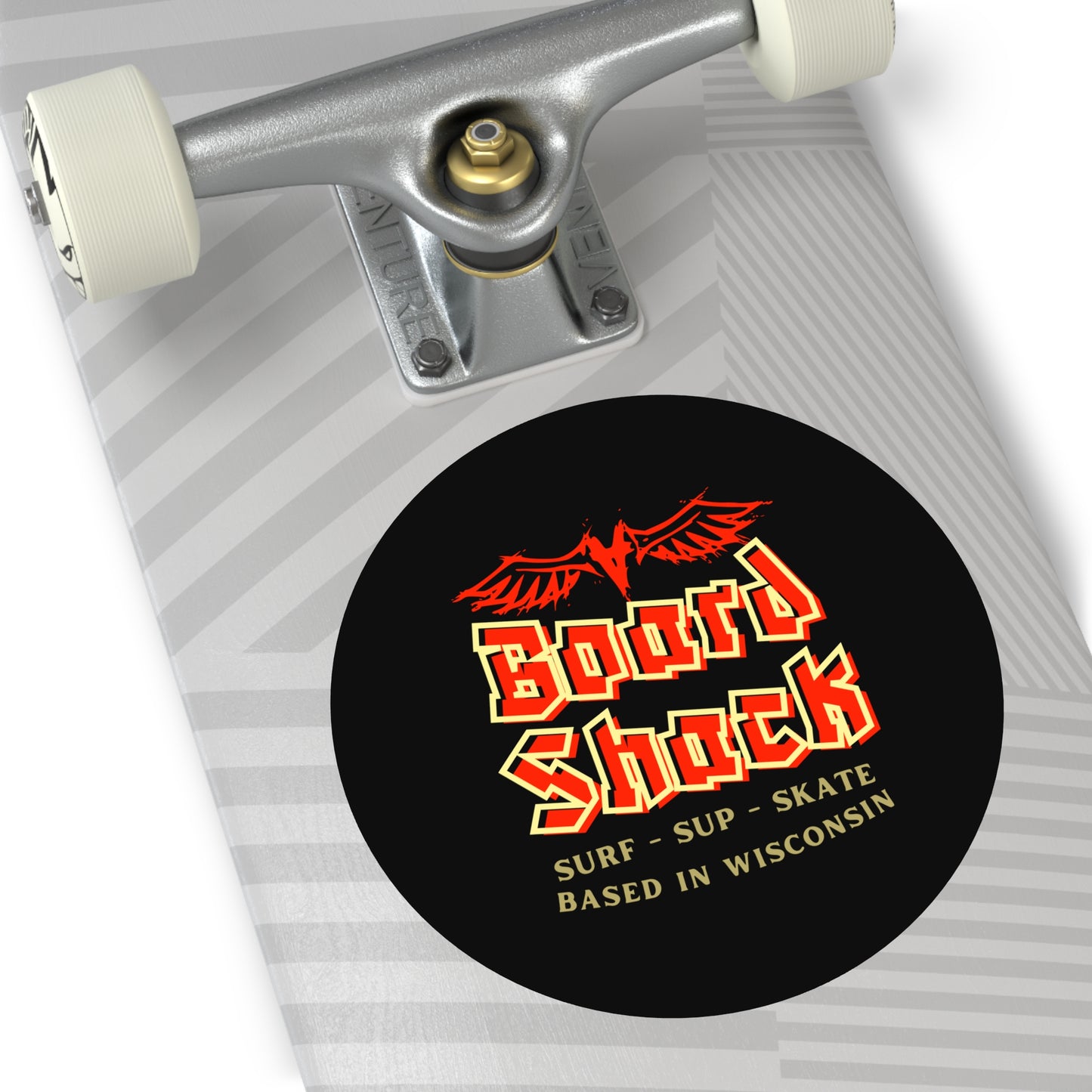 Board Shack Round Sticker — Surf · SUP · Skate Logo (Based in Wisconsin)