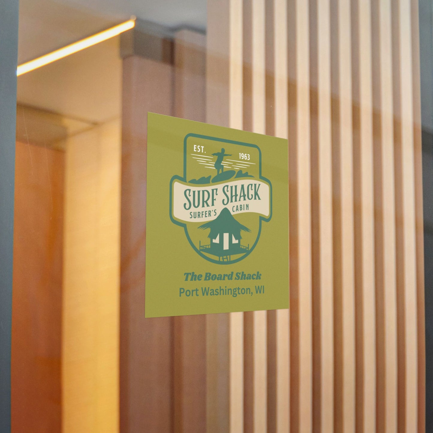 The Board Shack Surf Shack Die-Cut Stickers | Retro Beach Vibe for Surfers & Great Lakes Lovers