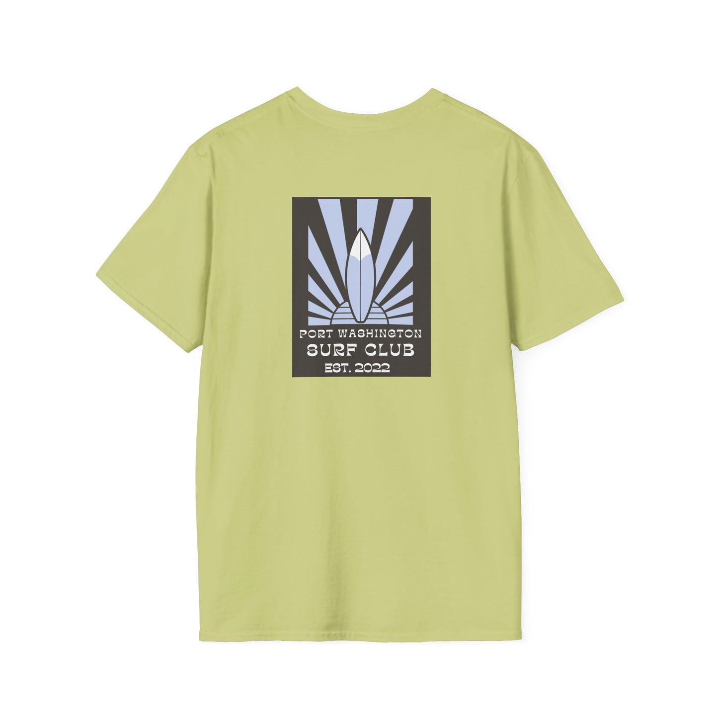 Port Washington Surf Club Unisex Softstyle T-Shirt - Retro Beach Vibe with Gnarly Skull Graphics