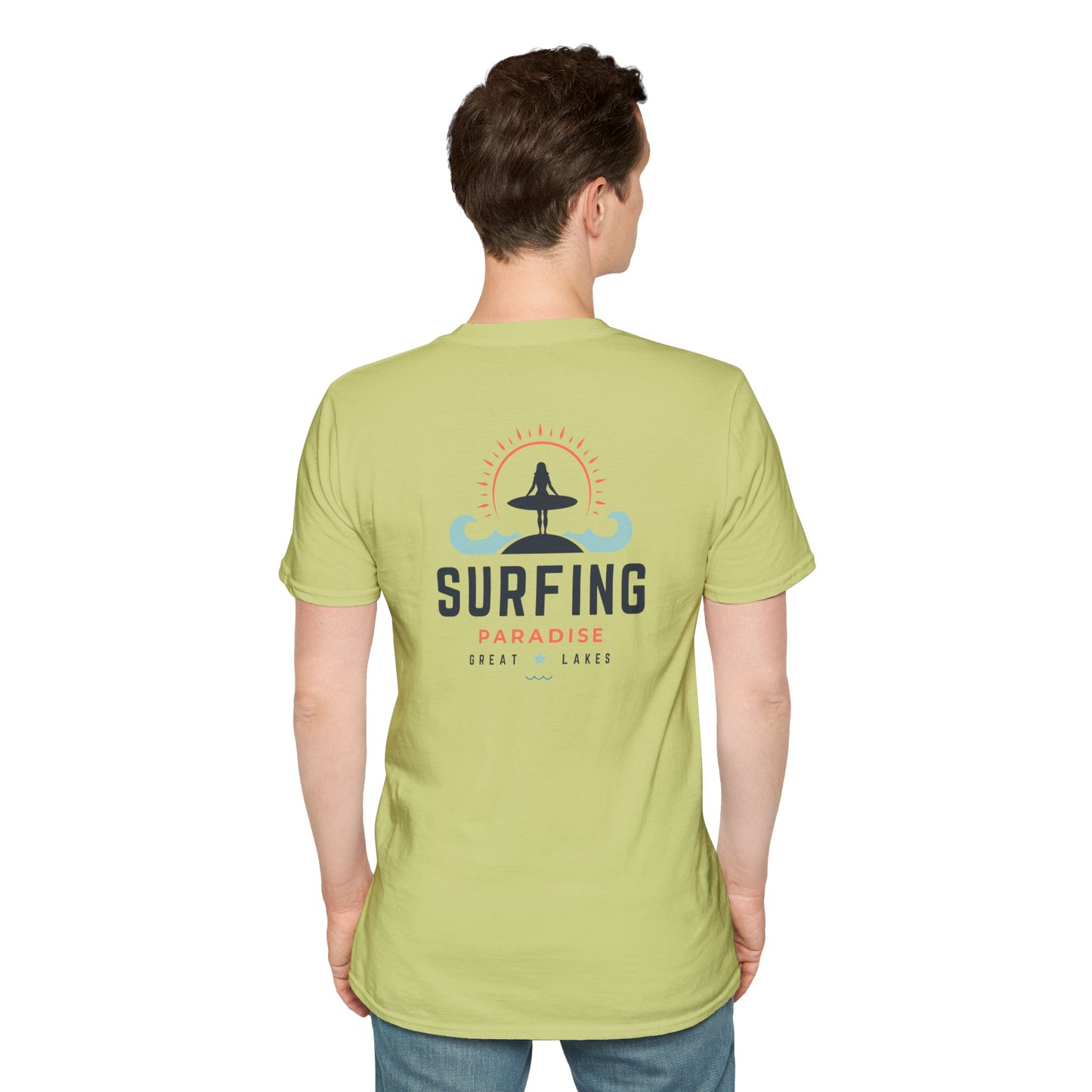 Great Lakes Surfing Paradise Unisex Softstyle T-Shirt - Relaxed Fit for Beach Lovers