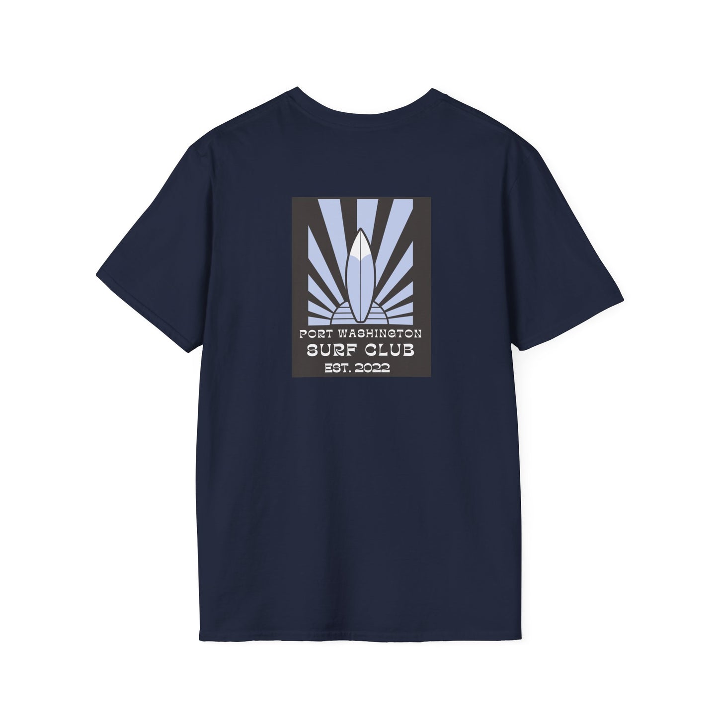 Port Washington Surf Club Unisex Softstyle T-Shirt - Retro Beach Vibe with Gnarly Skull Graphics