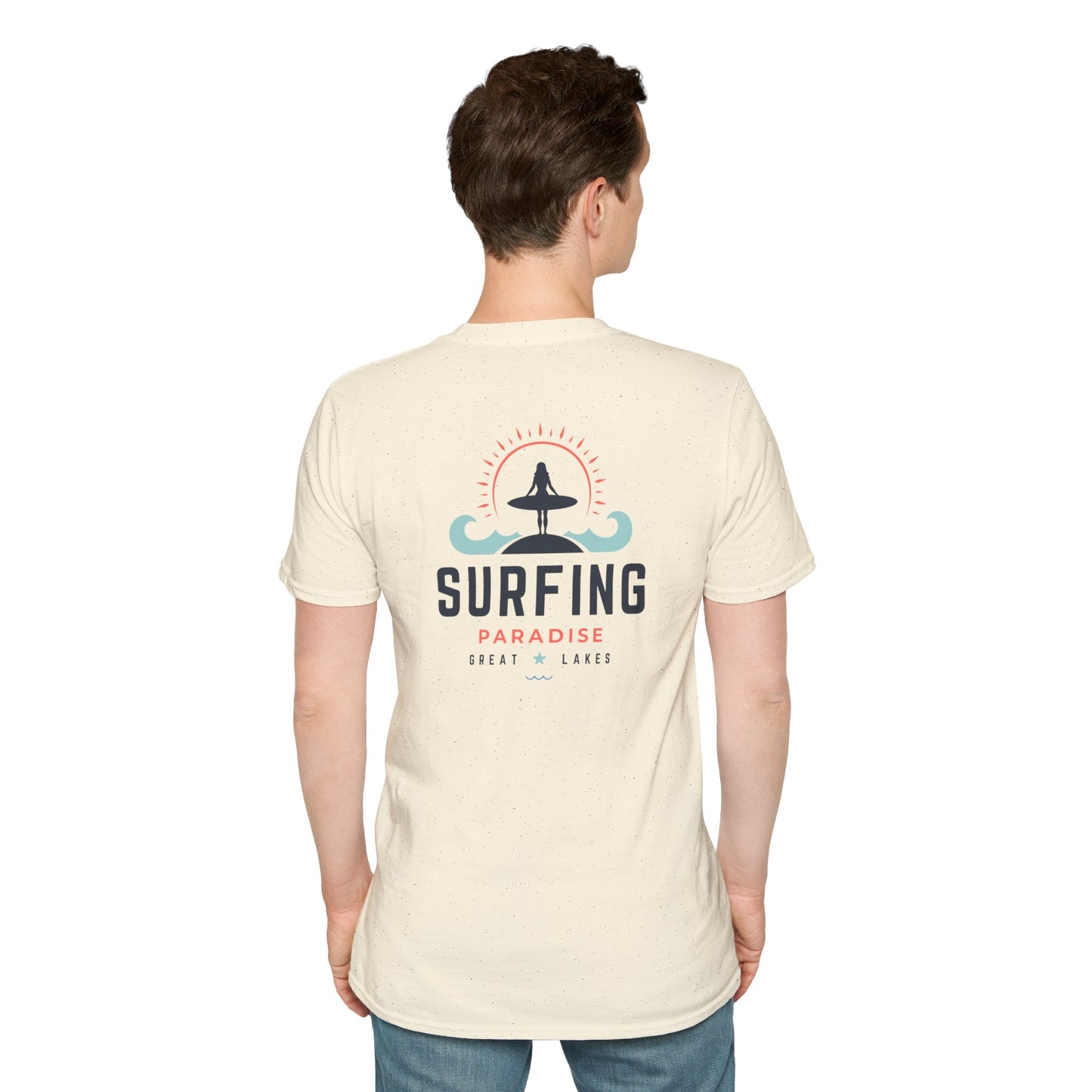 Great Lakes Surfing Paradise Unisex Softstyle T-Shirt - Relaxed Fit for Beach Lovers