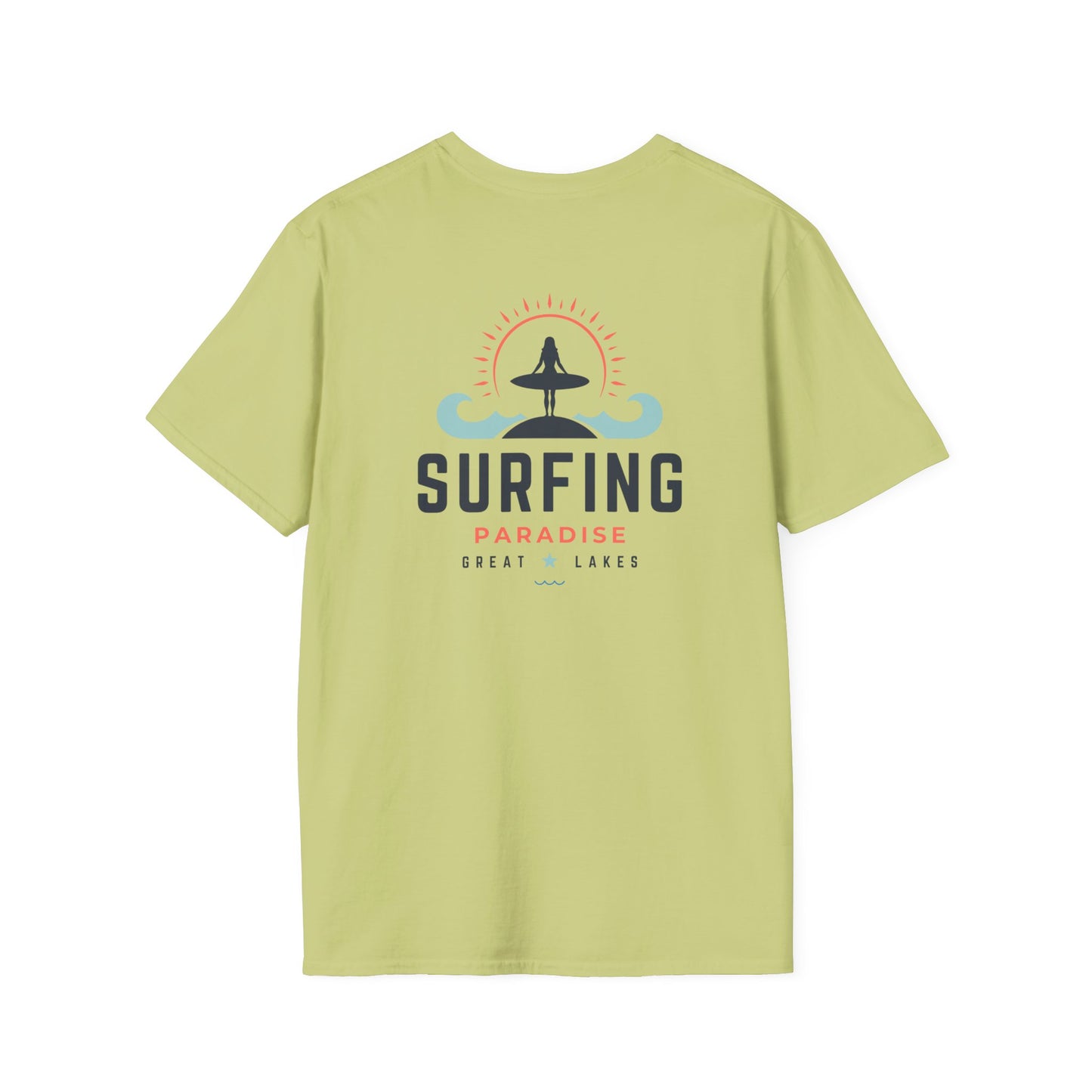 Great Lakes Surfing Paradise Unisex Softstyle T-Shirt - Relaxed Fit for Beach Lovers