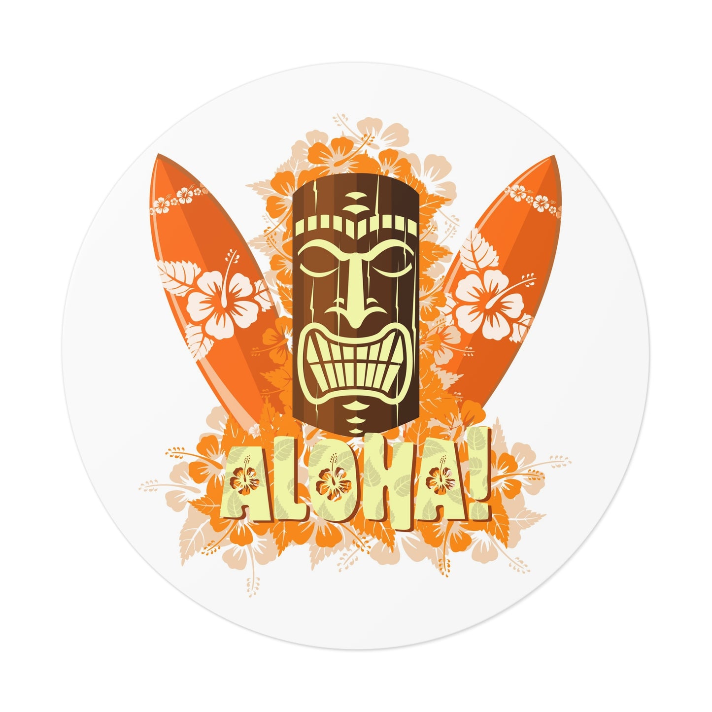 Aloha Tiki Vinyl Stickers - Tropical Surf Decor