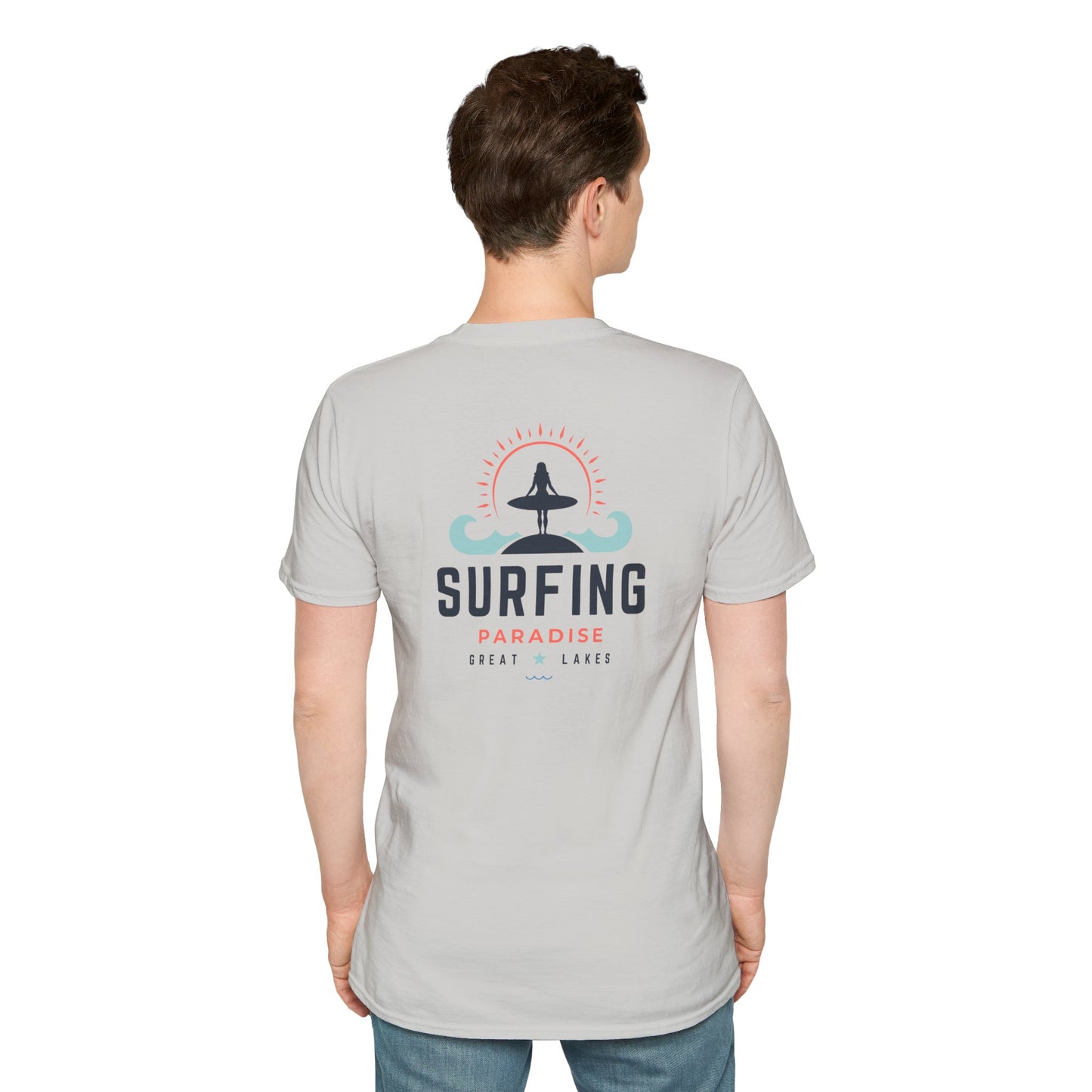 Great Lakes Surfing Paradise Unisex Softstyle T-Shirt - Relaxed Fit for Beach Lovers