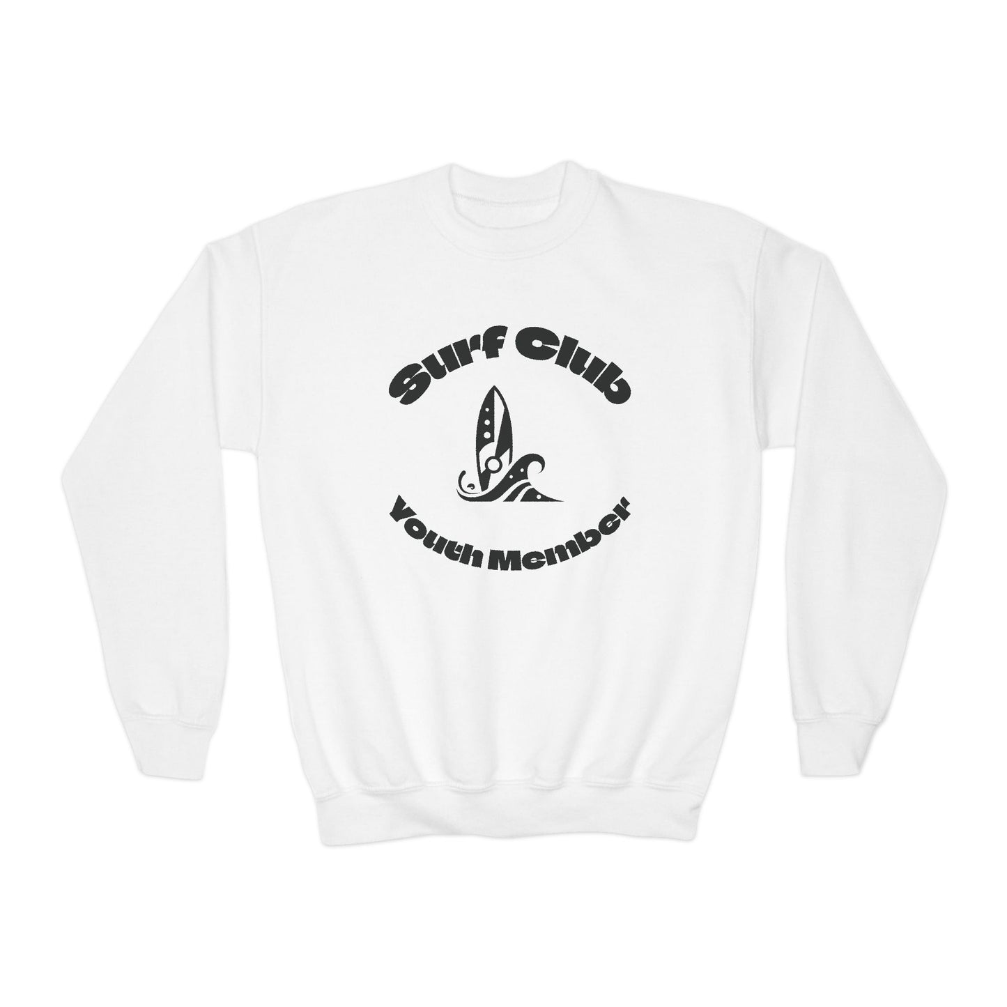 Surf Club Youth Crewneck Sweatshirt - Gnarly Crab Design & Rad Surf Club Design