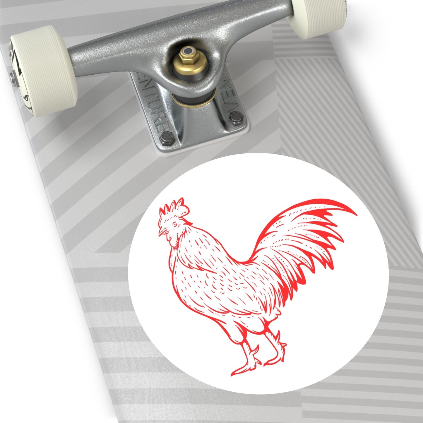 Rooster Round Vinyl Sticker — Red Farm Rooster Illustration
