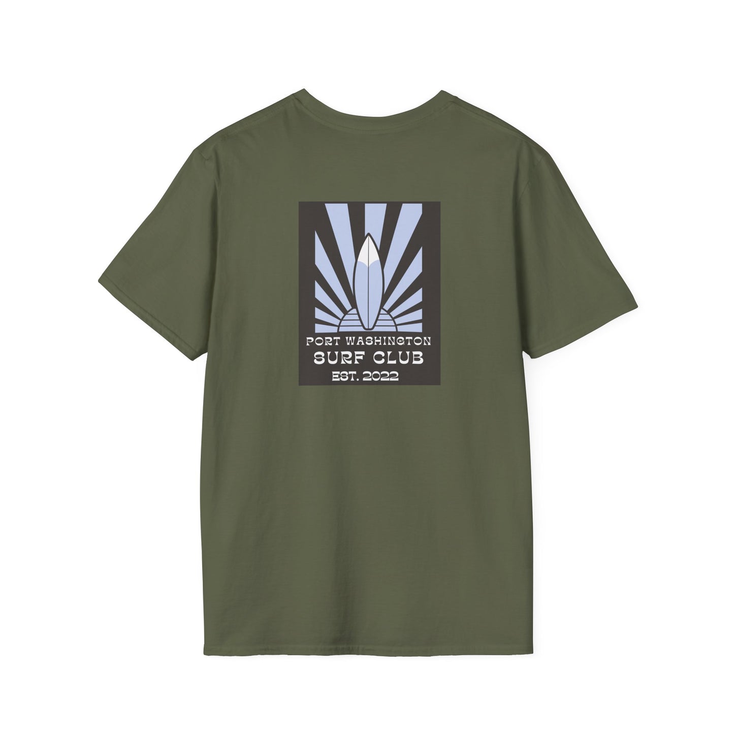 Port Washington Surf Club Unisex Softstyle T-Shirt - Retro Beach Vibe with Gnarly Skull Graphics