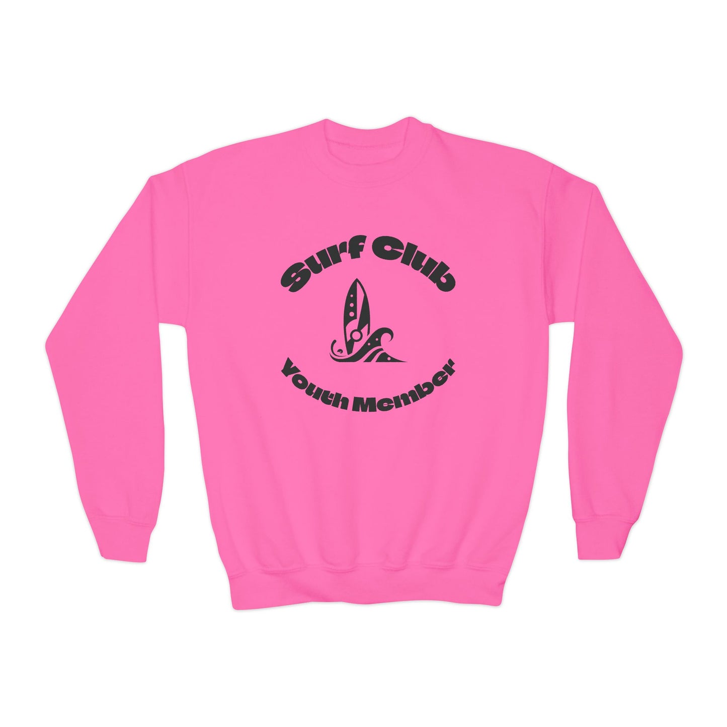 Surf Club Youth Crewneck Sweatshirt - Gnarly Crab Design & Rad Surf Club Design
