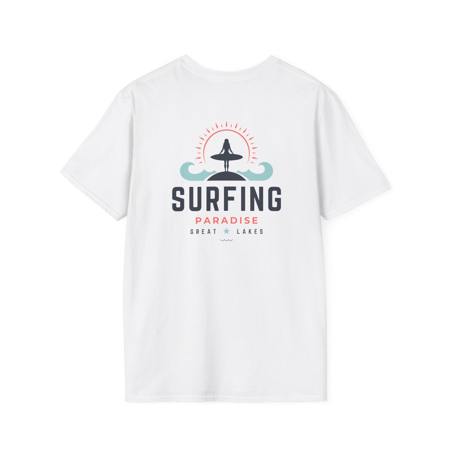 Great Lakes Surfing Paradise Unisex Softstyle T-Shirt - Relaxed Fit for Beach Lovers