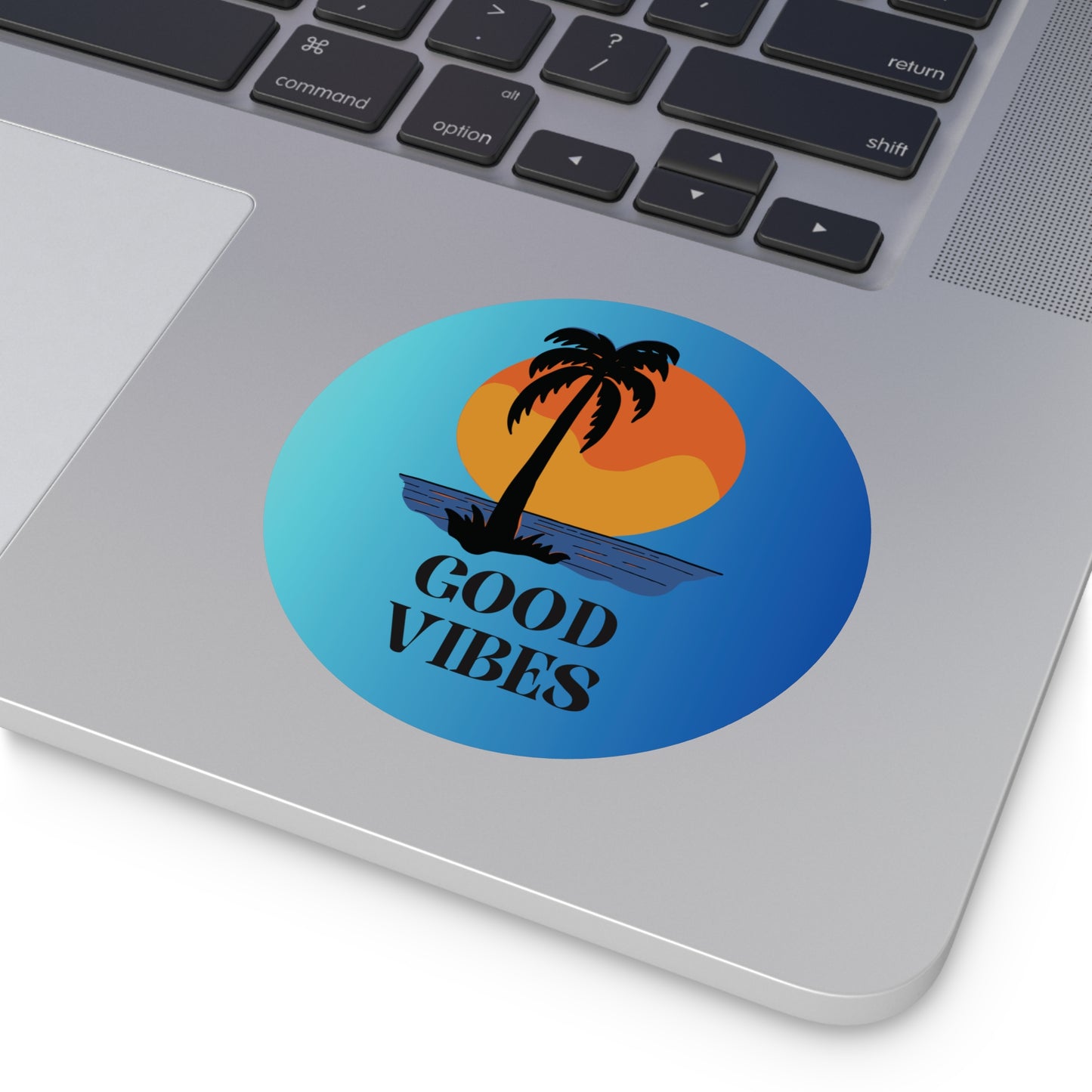 Good Vibes Round Vinyl Stickers - Tropical Sunset Theme