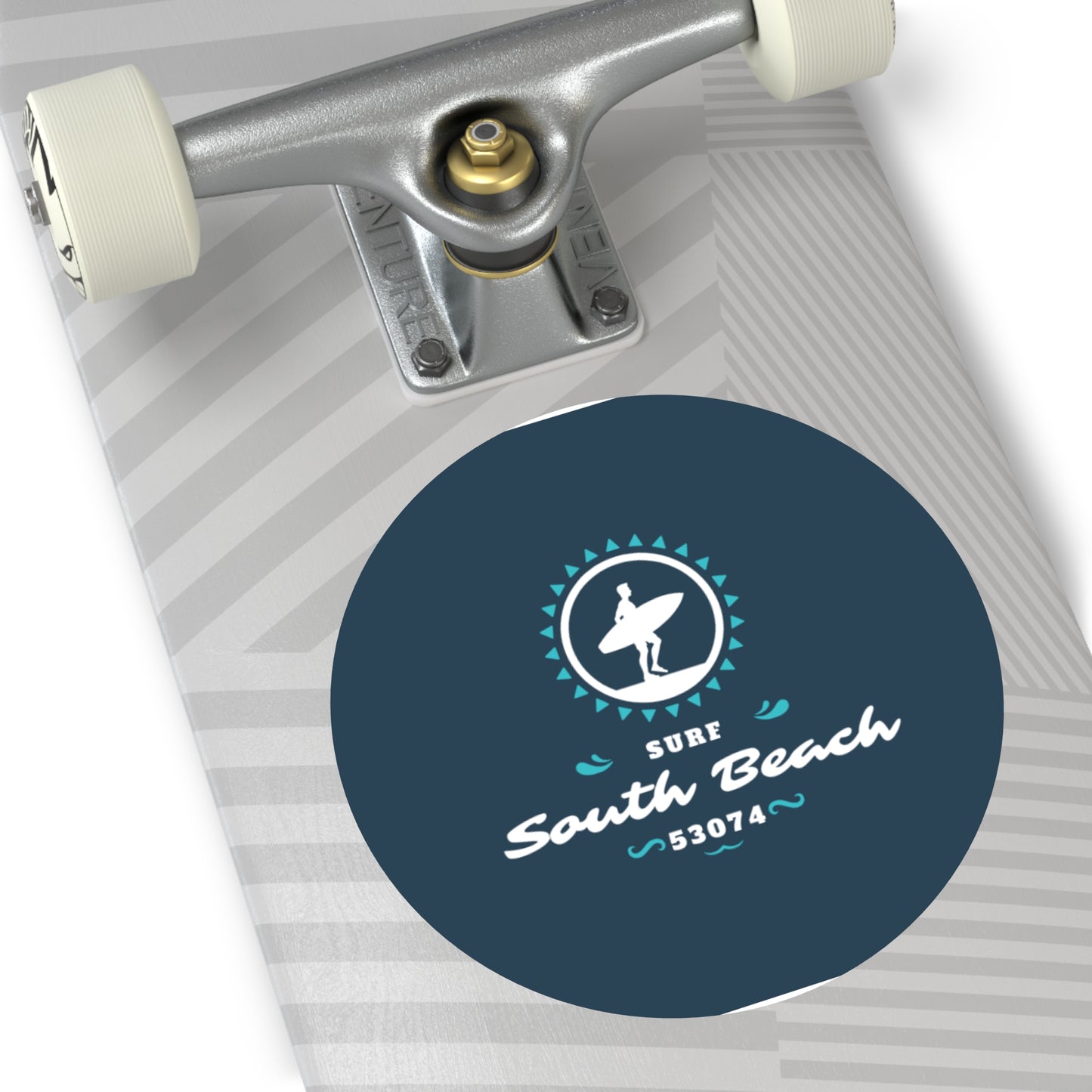 Surf South Beach Round Vinyl Stickers - Perfect for Surfing Lovers & Beach Enthusiasts