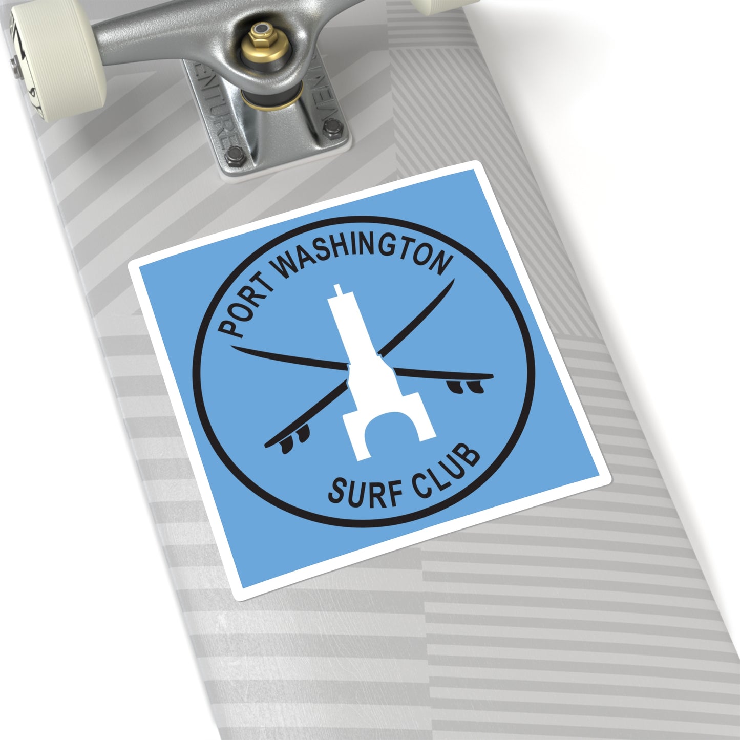 Port Washington Surf Club Square Stickers - Great Lakes Surf Gear