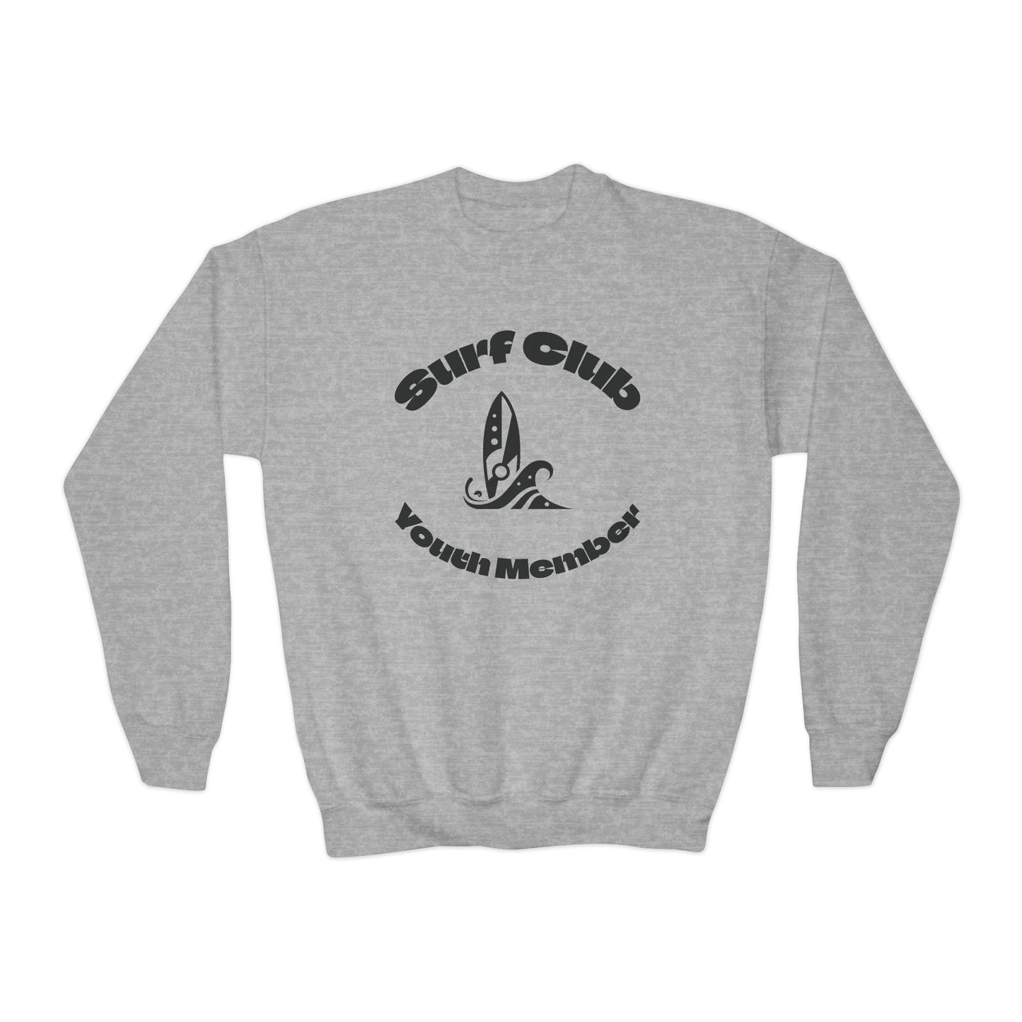 Surf Club Youth Crewneck Sweatshirt - Gnarly Crab Design & Rad Surf Club Design