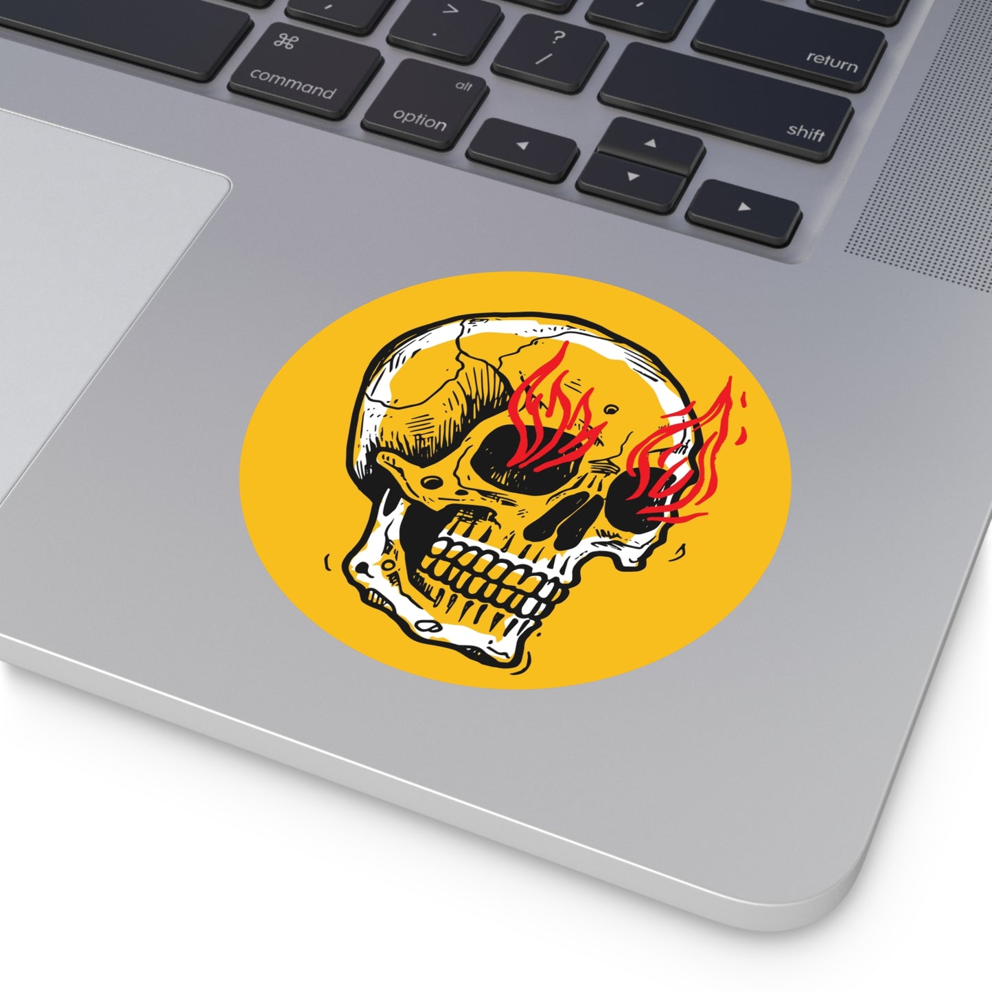 Flaming Skull Round Vinyl Skate & Surf Stickers