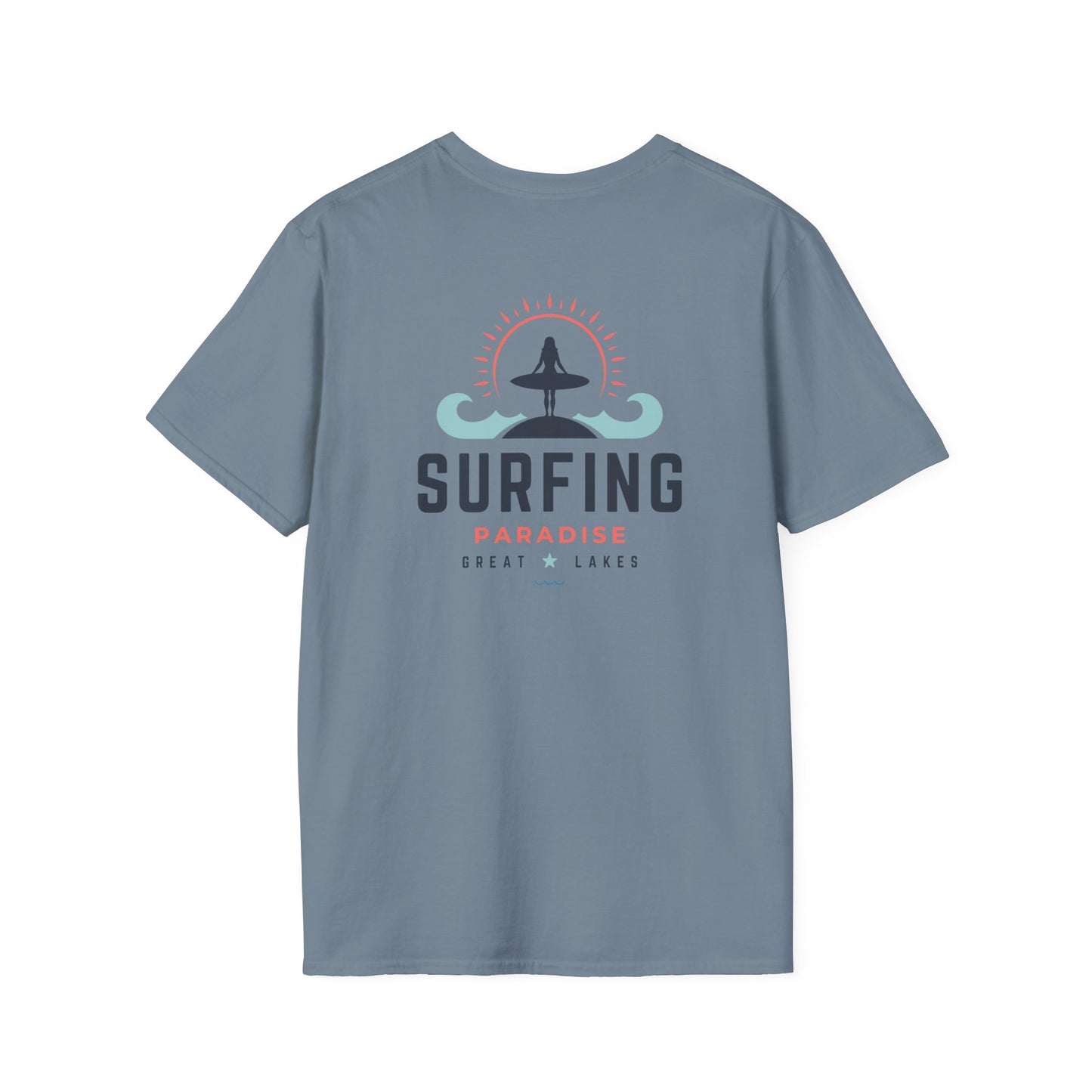 Great Lakes Surfing Paradise Unisex Softstyle T-Shirt - Relaxed Fit for Beach Lovers