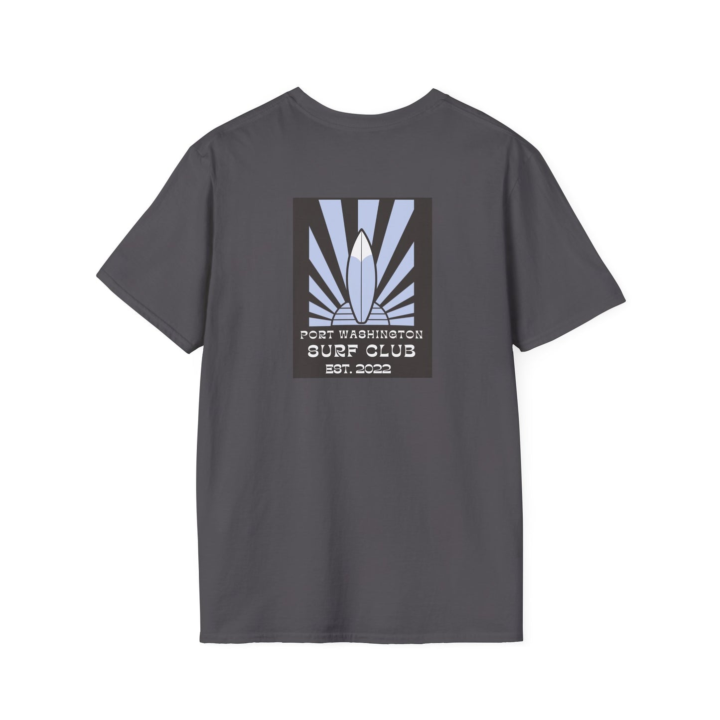 Port Washington Surf Club Unisex Softstyle T-Shirt - Retro Beach Vibe with Gnarly Skull Graphics