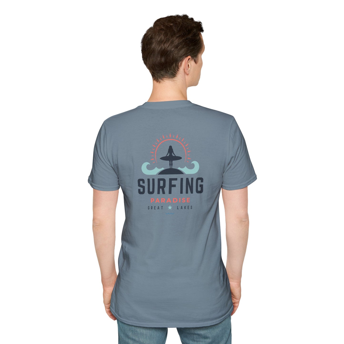 Great Lakes Surfing Paradise Unisex Softstyle T-Shirt - Relaxed Fit for Beach Lovers