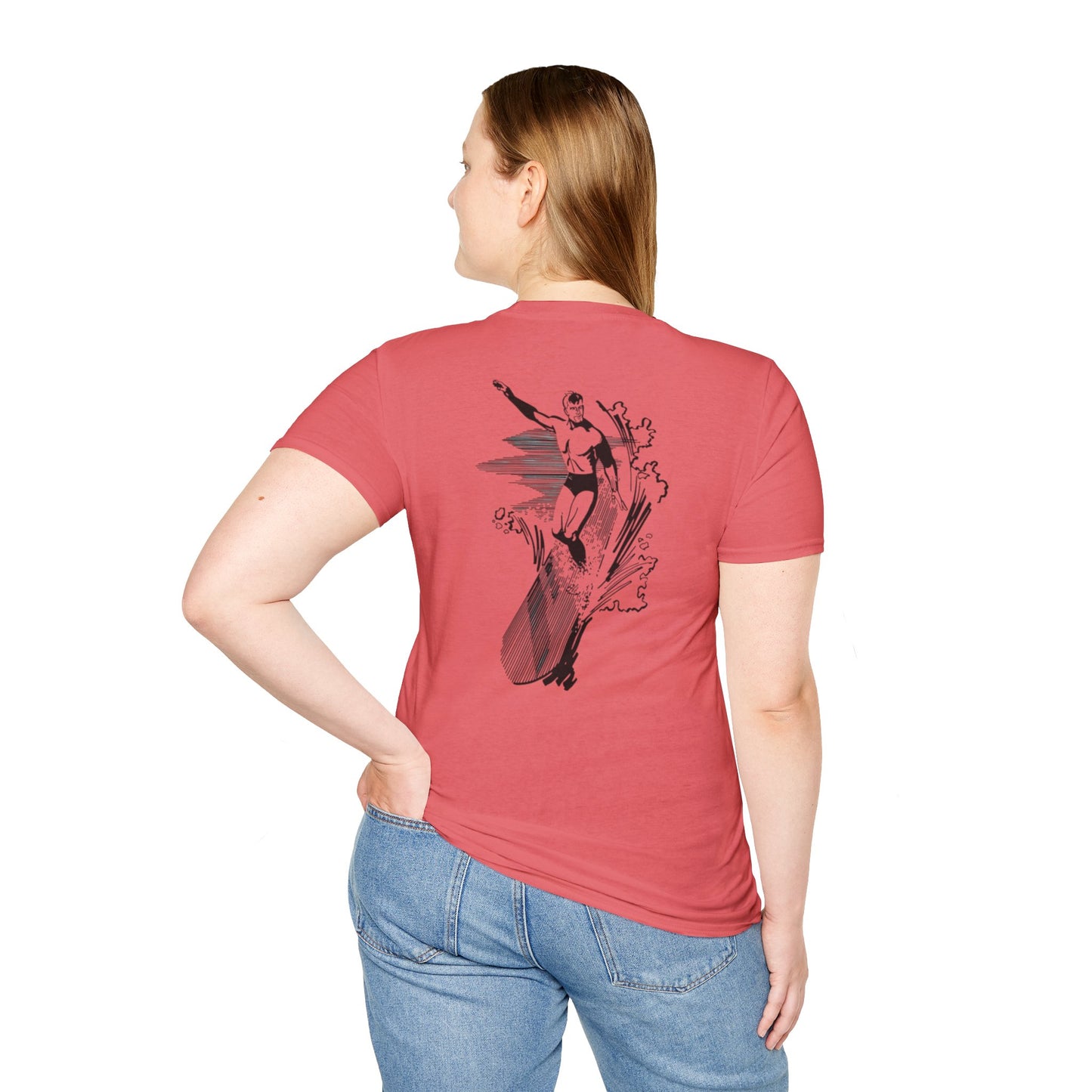 Vector Icon Surfing Unisex Softstyle T-Shirt - Casual Surf Fashion
