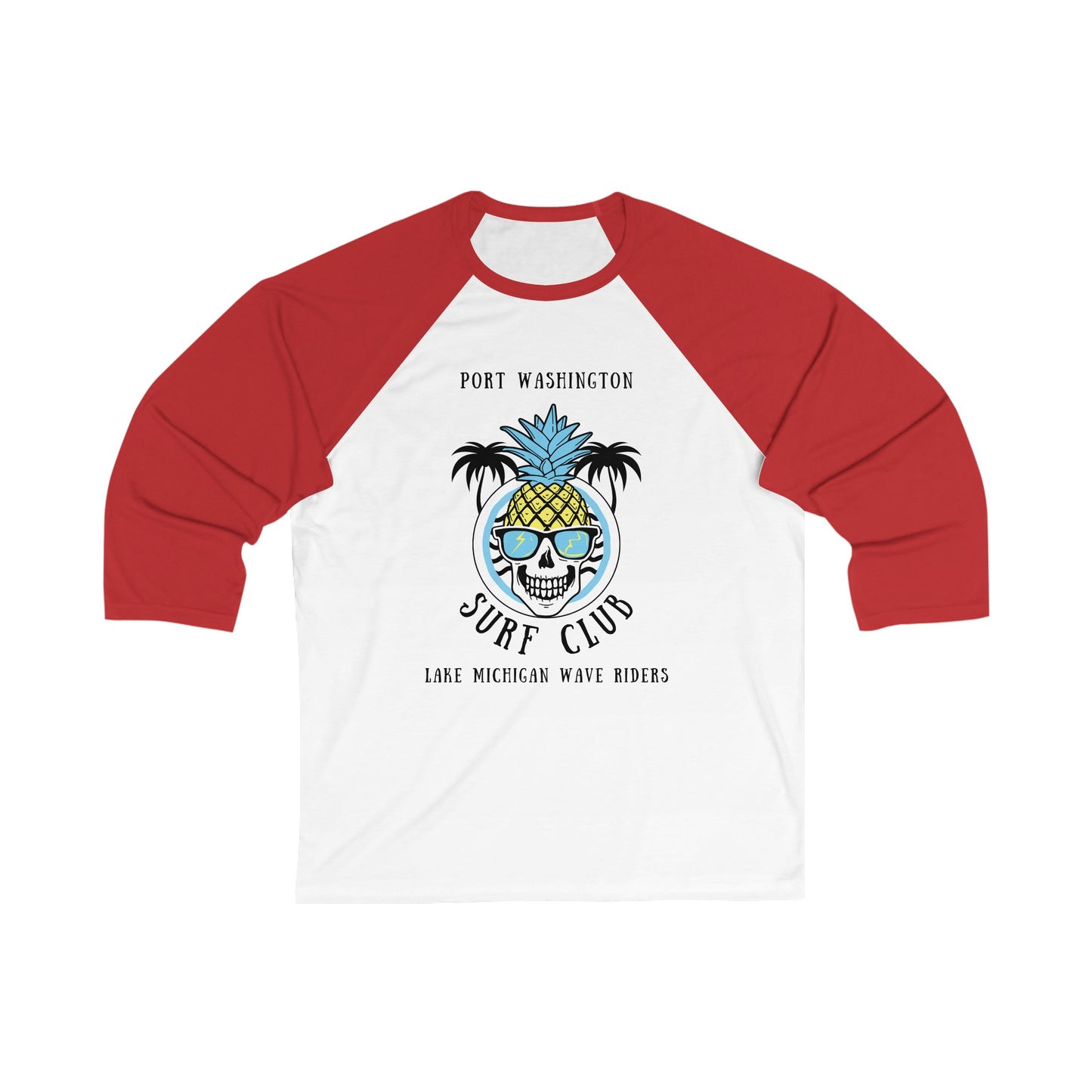 Port Washington Surf Club Skull Design 3/4 sleeve