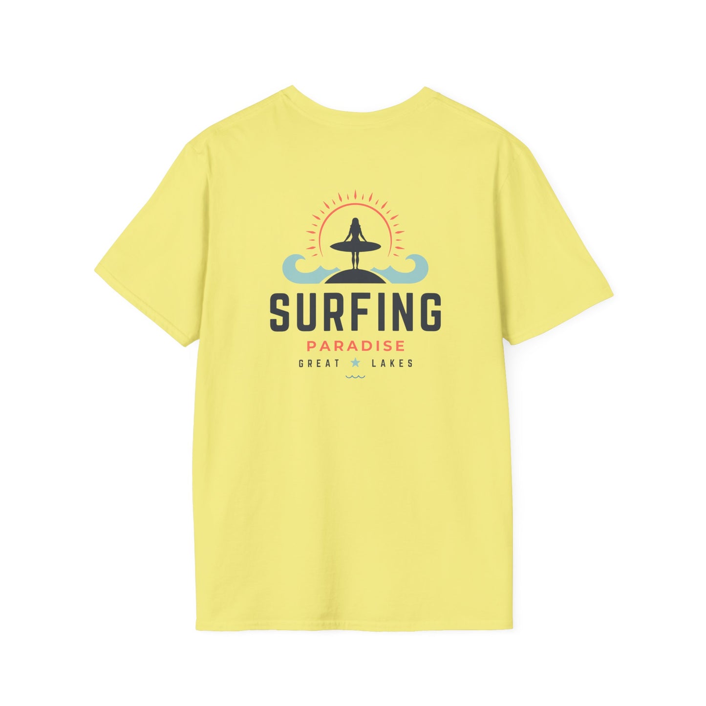 Great Lakes Surfing Paradise Unisex Softstyle T-Shirt - Relaxed Fit for Beach Lovers