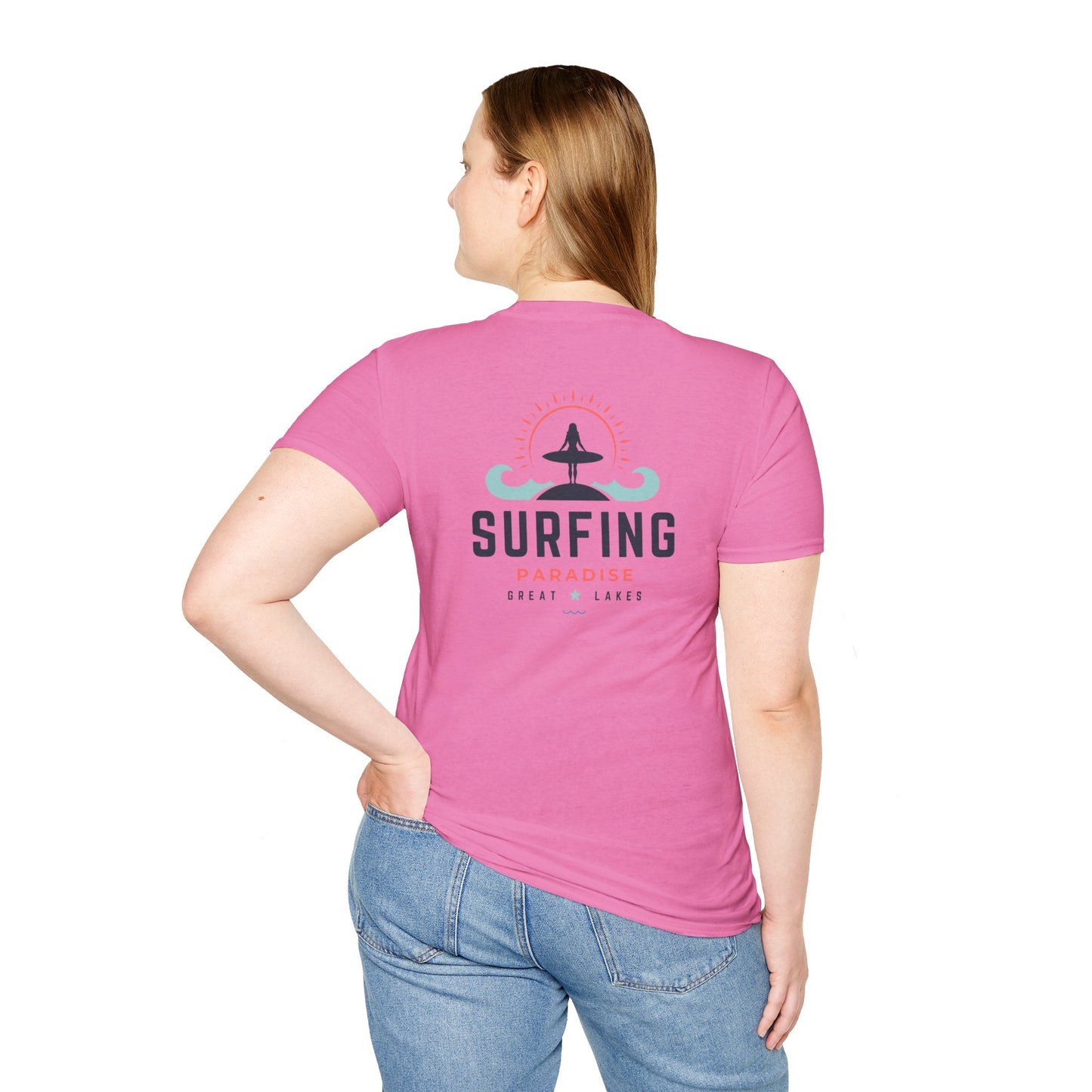 Great Lakes Surfing Paradise Unisex Softstyle T-Shirt - Relaxed Fit for Beach Lovers