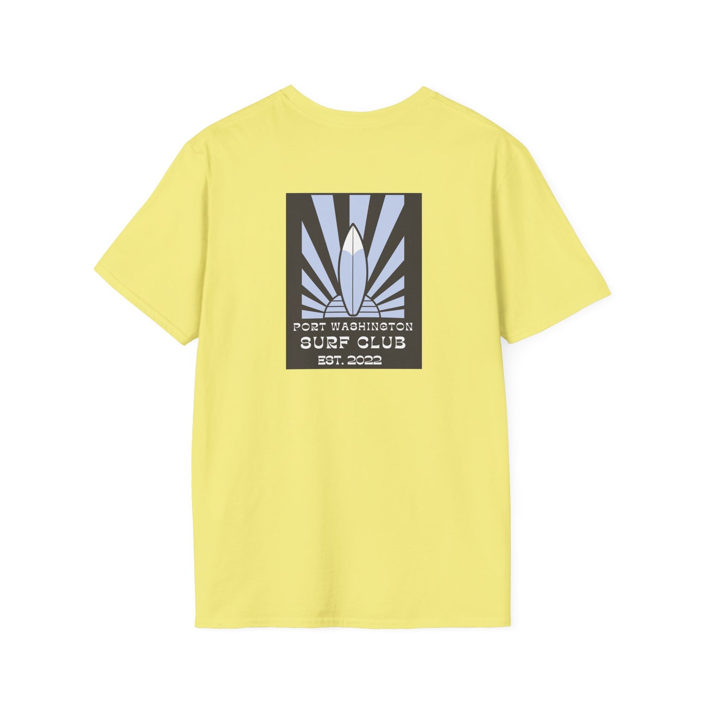 Port Washington Surf Club Unisex Softstyle T-Shirt - Retro Beach Vibe with Gnarly Skull Graphics