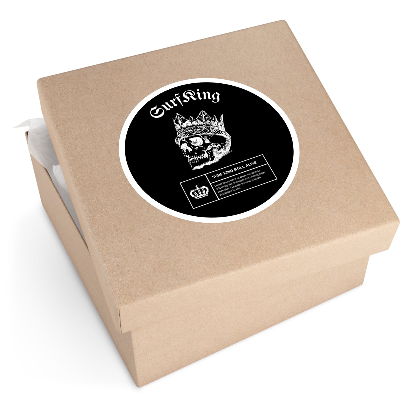Surf King Round Stickers - King Still Alive Design for Surf & Skateboard Enthusiasts