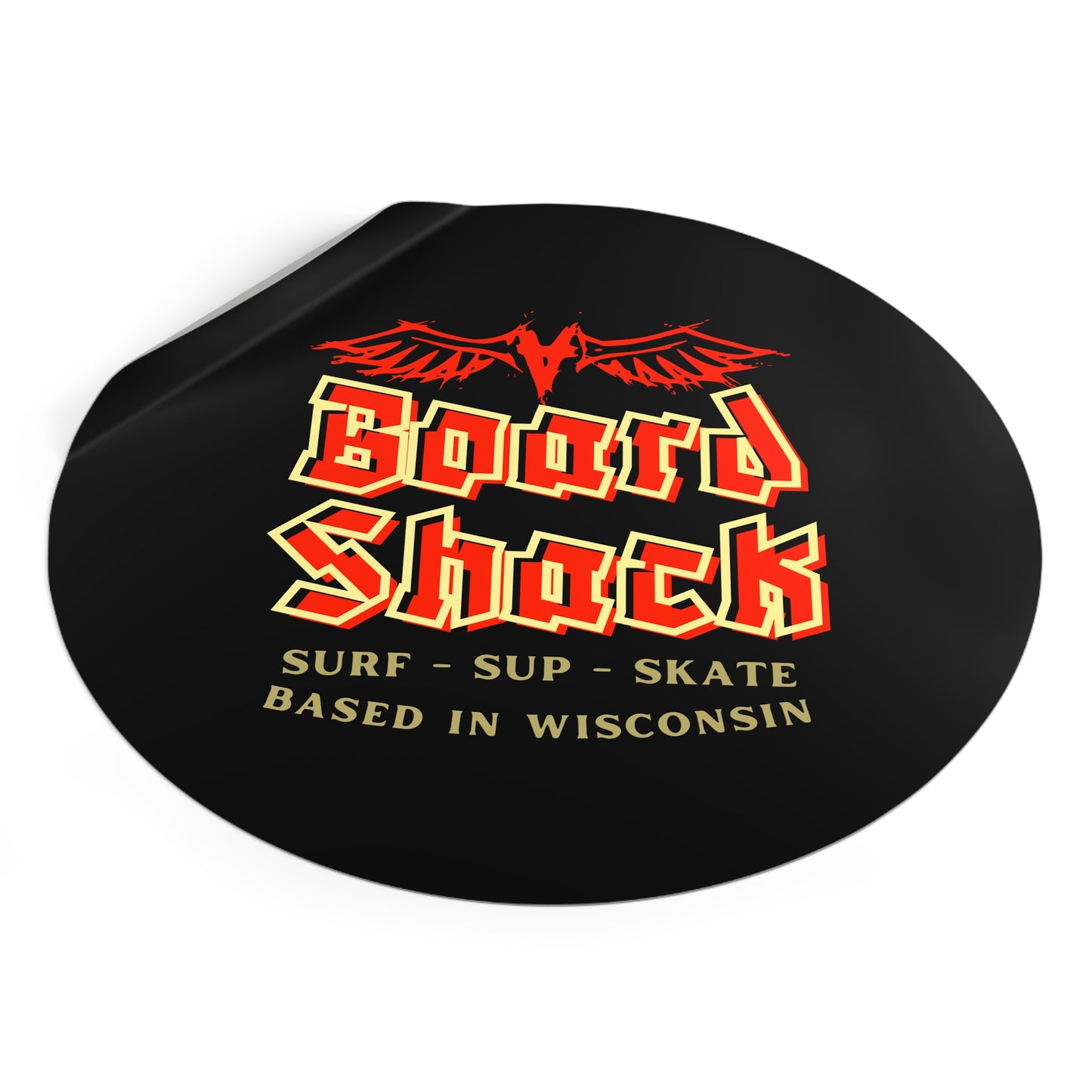 Board Shack Round Sticker — Surf · SUP · Skate Logo (Based in Wisconsin)