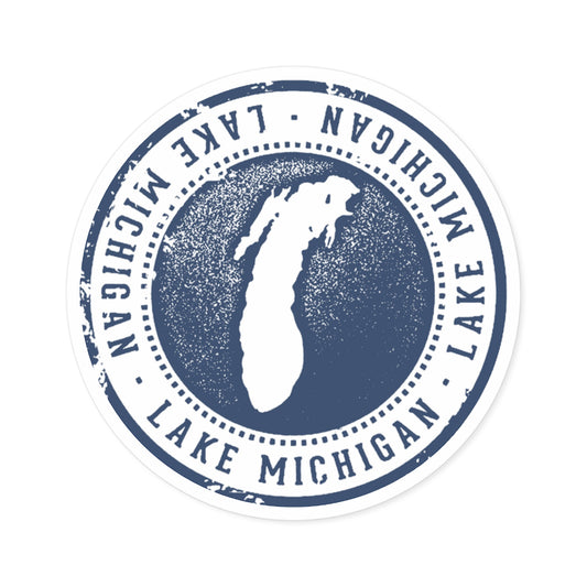 Lake Michigan Round Stickers - Durable Indoor/Outdoor Decals for Nature Lovers