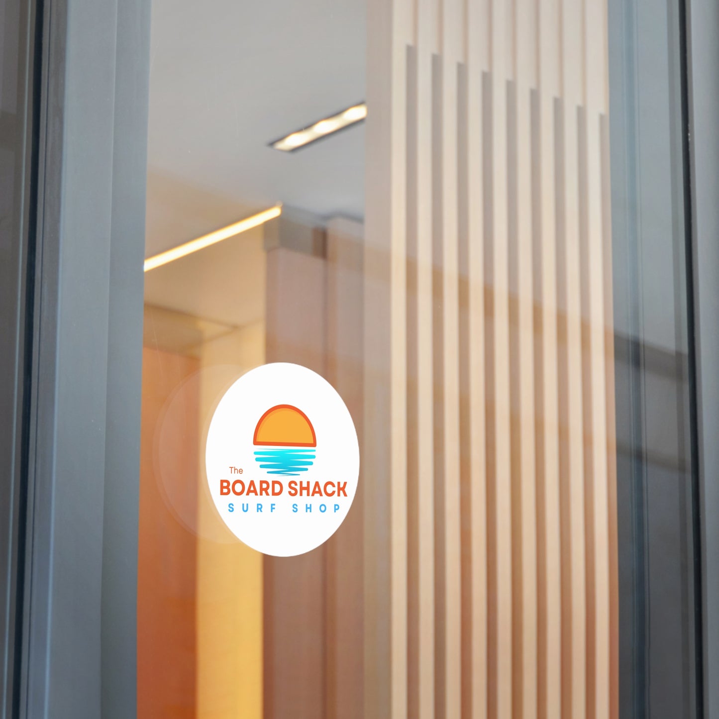 Surf Shop Logo Sticker — "The Board Shack" Round Vinyl Sticker