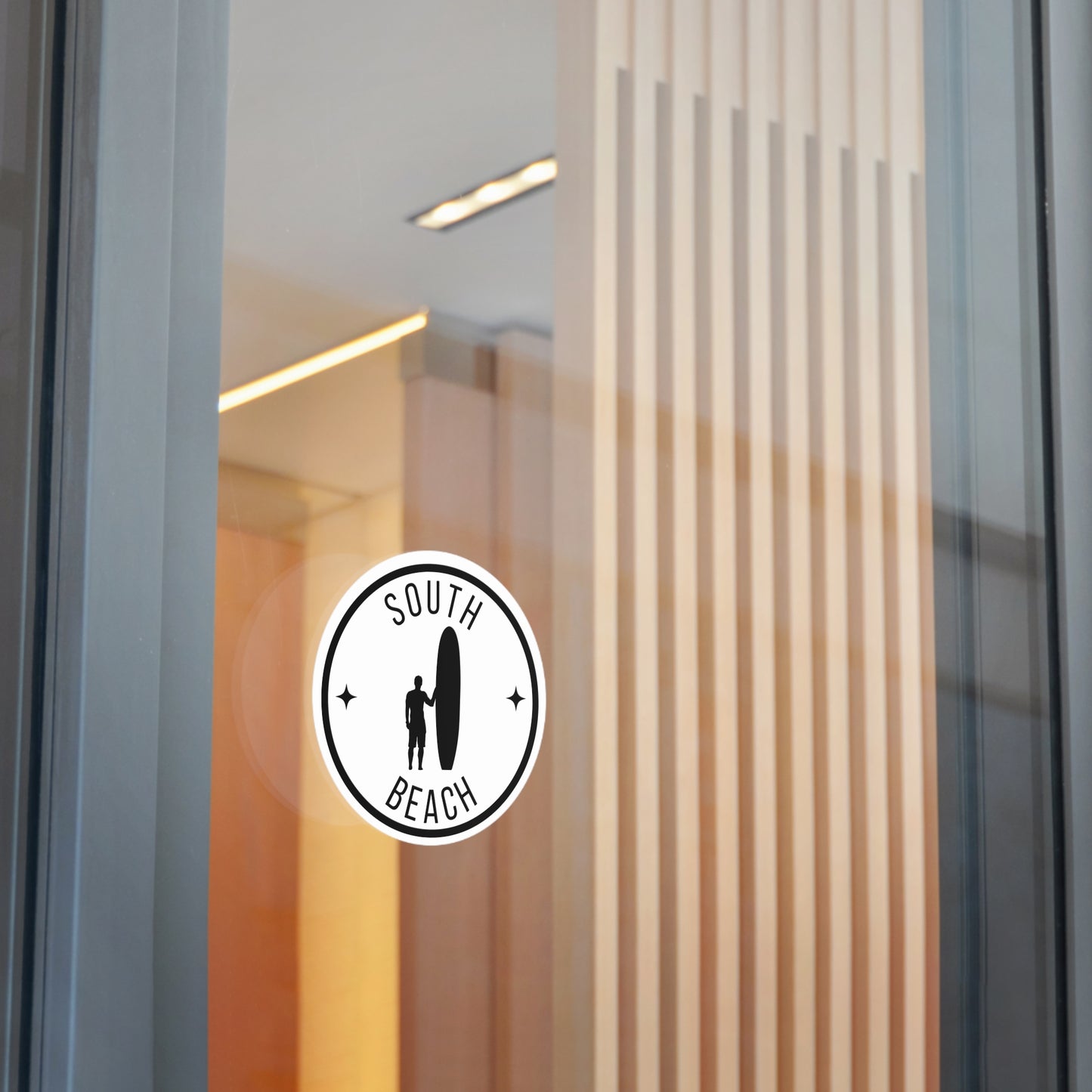 South Beach Surfboard Round Vinyl Sticker — Surfing Decal