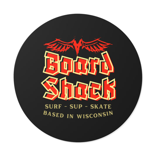 Board Shack Round Sticker — Surf · SUP · Skate Logo (Based in Wisconsin)