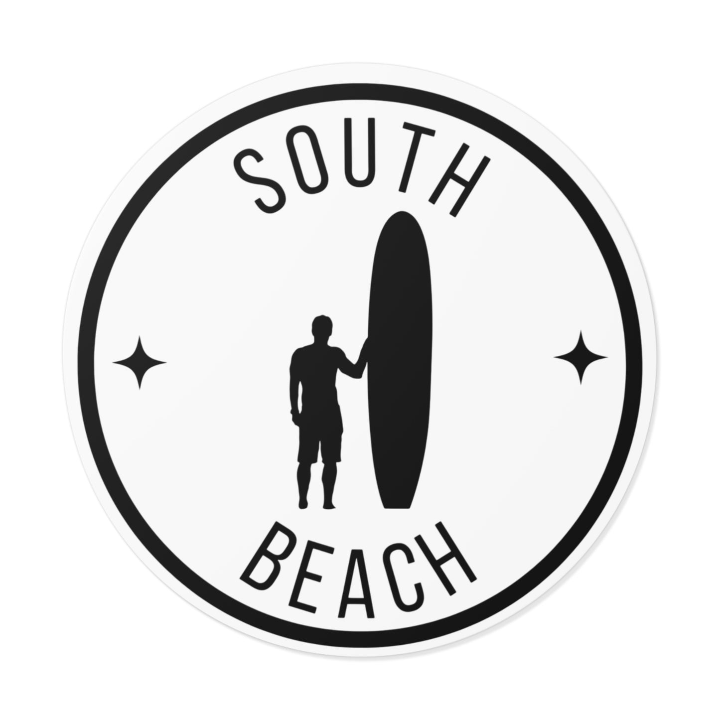 South Beach Surfboard Round Vinyl Sticker — Surfing Decal
