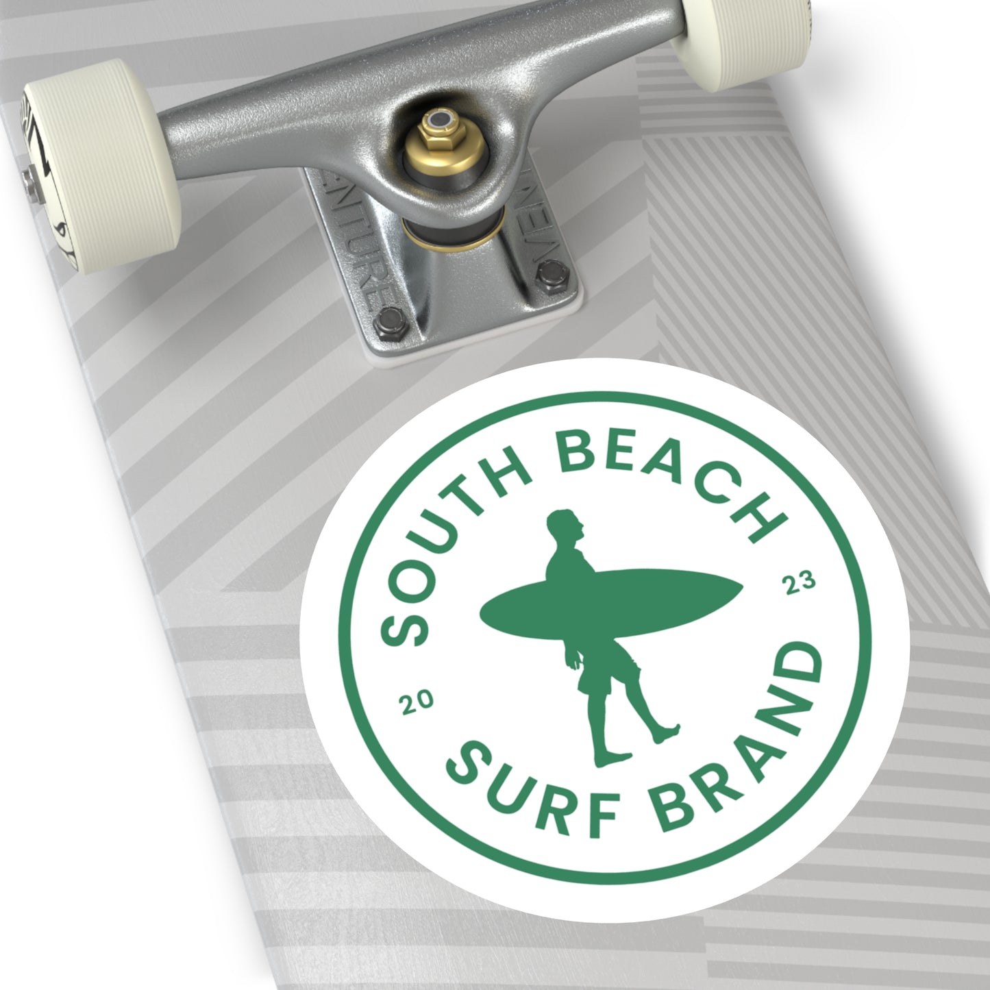 South Beach Surf Brand Round Vinyl Sticker — Surfer Logo Sticker (2023)