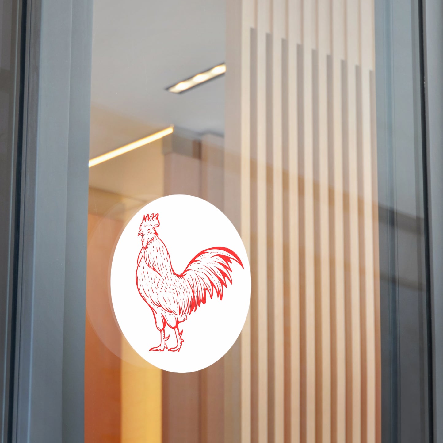 Rooster Round Vinyl Sticker — Red Farm Rooster Illustration