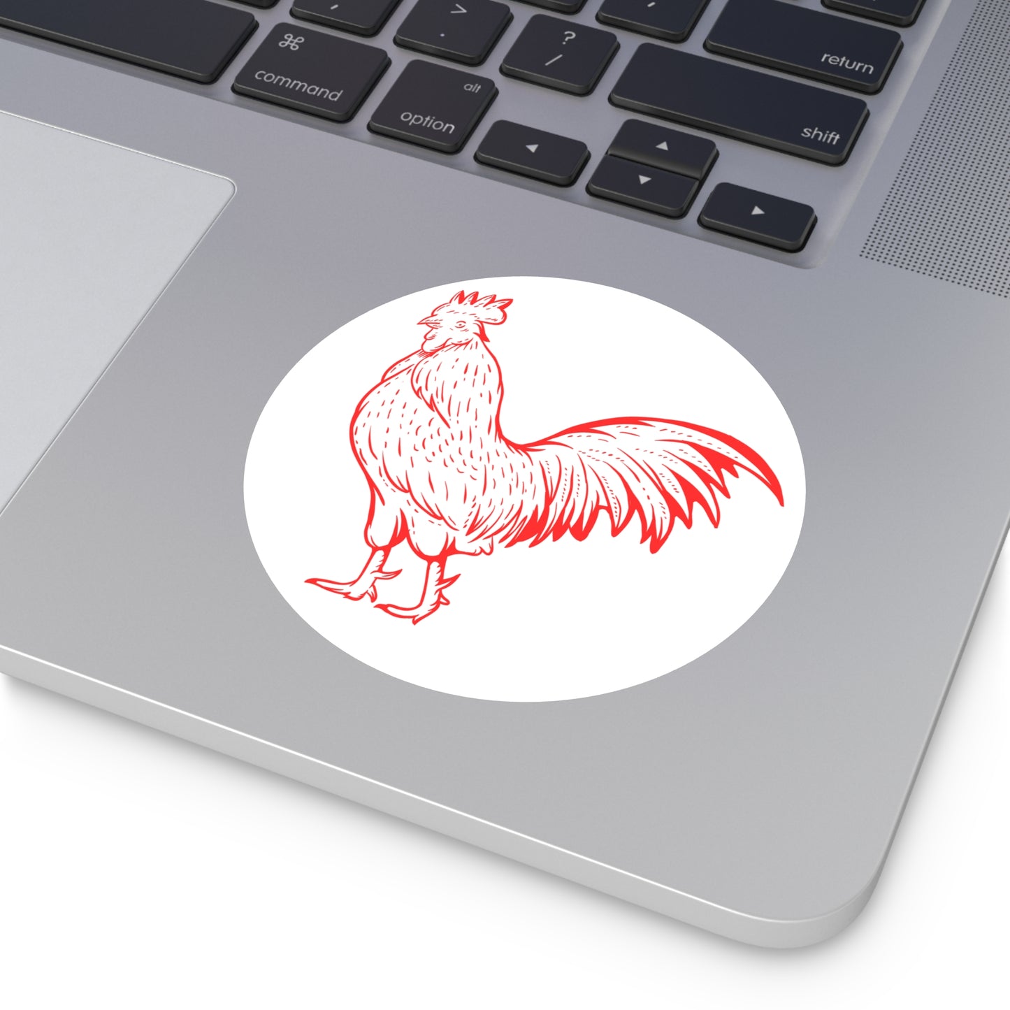 Rooster Round Vinyl Sticker — Red Farm Rooster Illustration