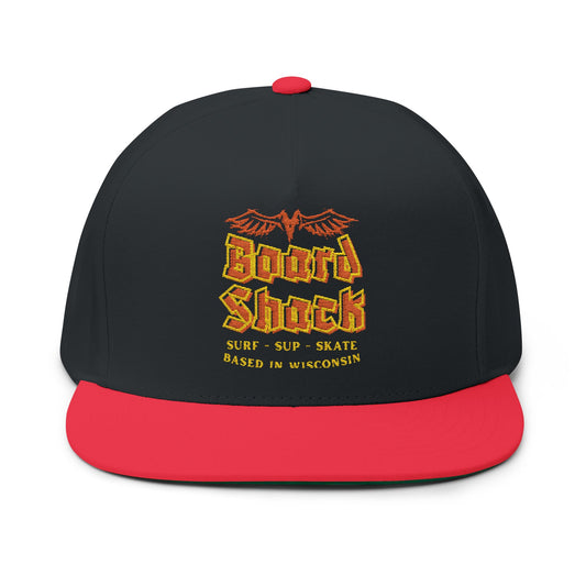 The Board Shack Flat Bill Cap — Embroidered Skate & Surf Snapback