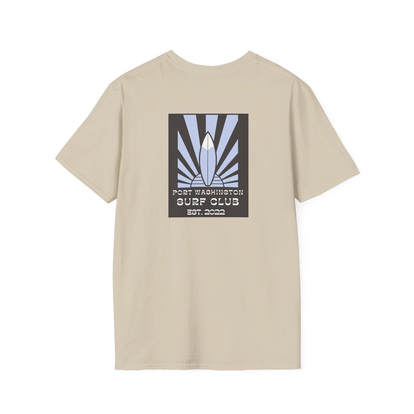 Port Washington Surf Club Unisex Softstyle T-Shirt - Retro Beach Vibe with Gnarly Skull Graphics