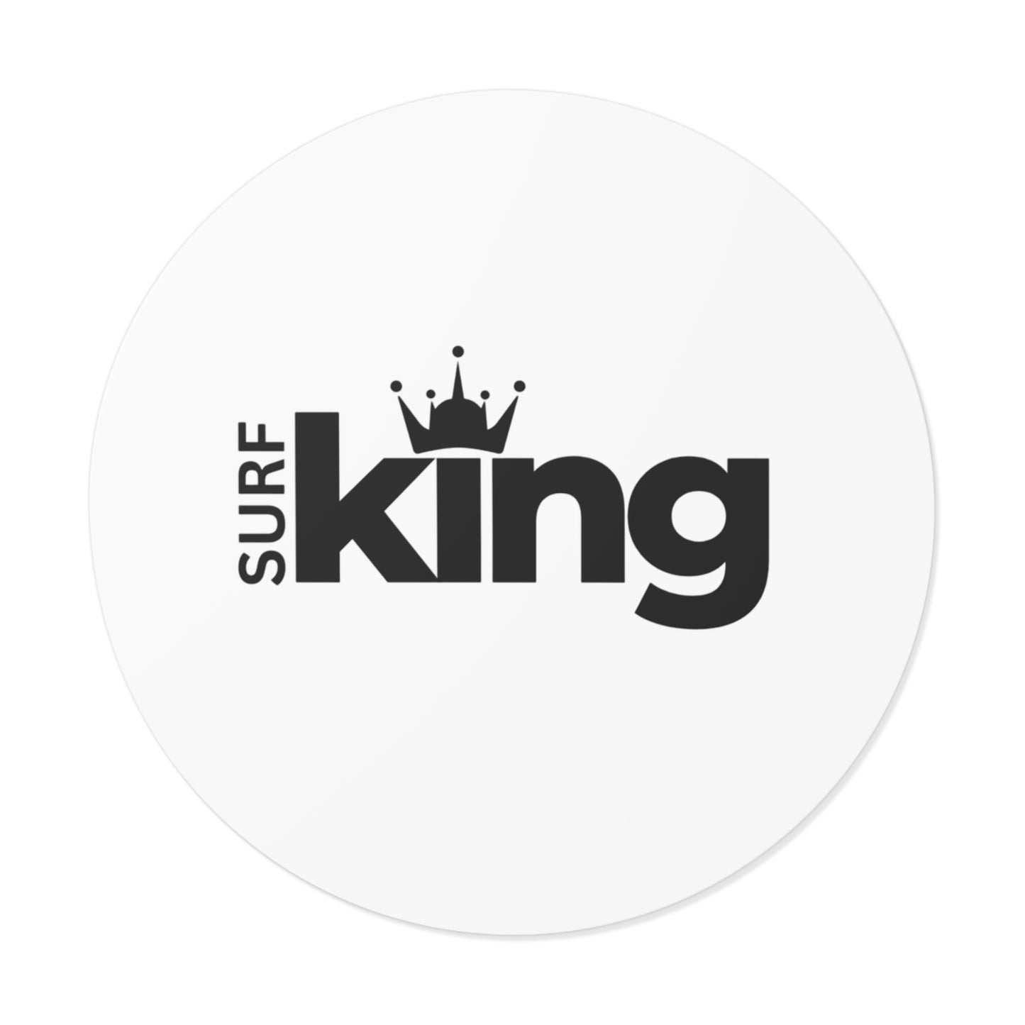 Surf King Round Vinyl Sticker — Waterproof Surfboard Decal