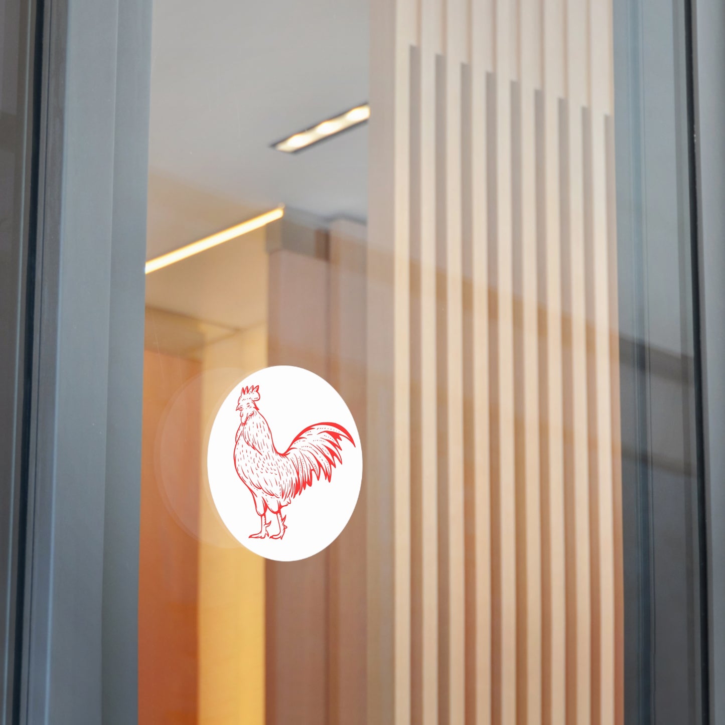 Rooster Round Vinyl Sticker — Red Farm Rooster Illustration