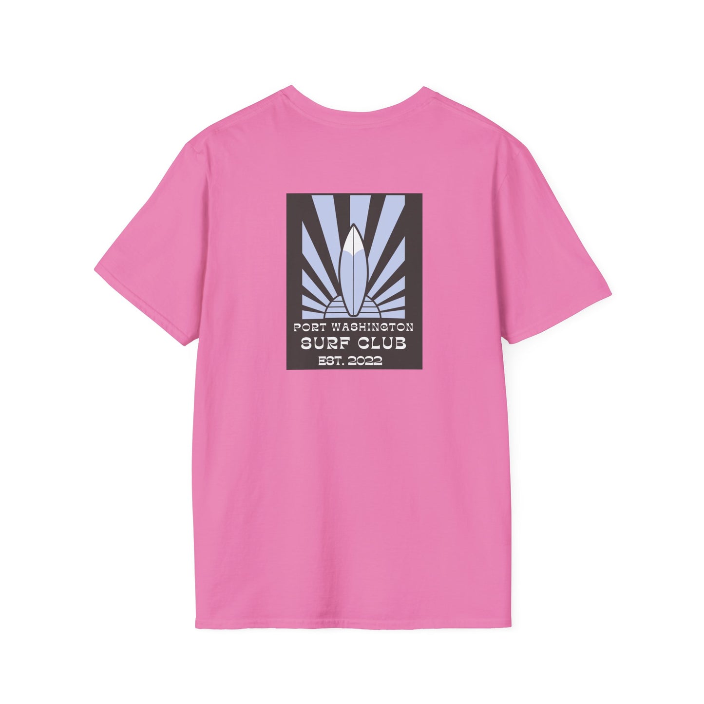 Port Washington Surf Club Unisex Softstyle T-Shirt - Retro Beach Vibe with Gnarly Skull Graphics