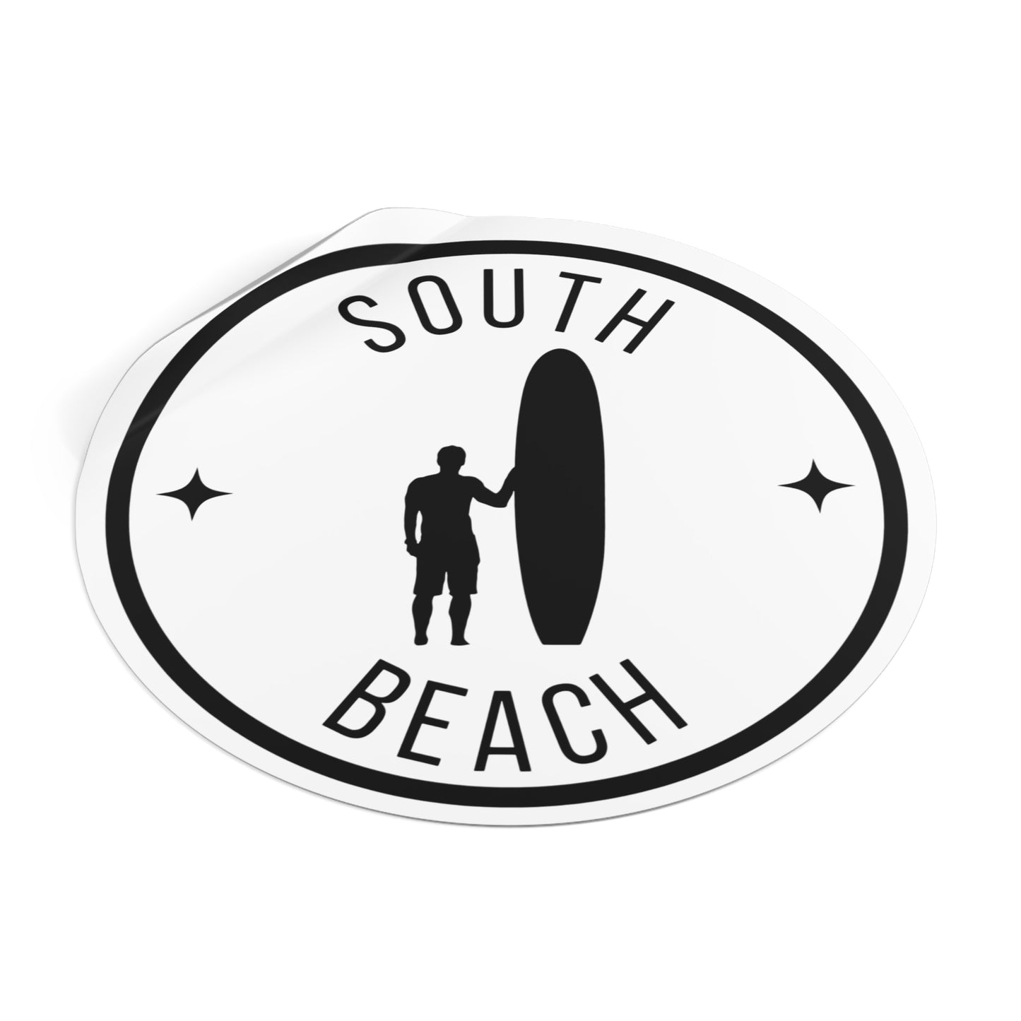 South Beach Surfboard Round Vinyl Sticker — Surfing Decal