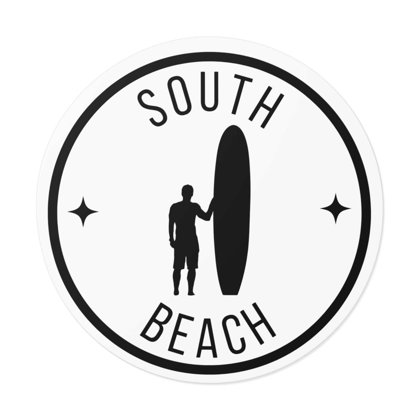 South Beach Surfboard Round Vinyl Sticker — Surfing Decal