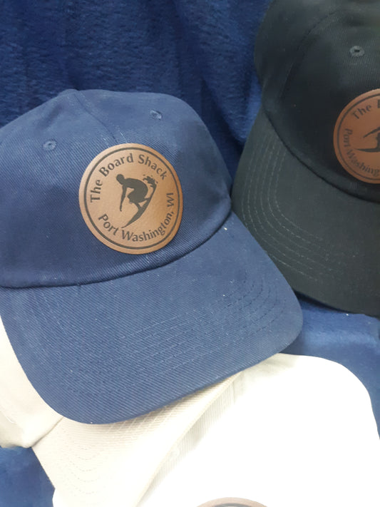 Board Shack Embossed Leather Patch Hats