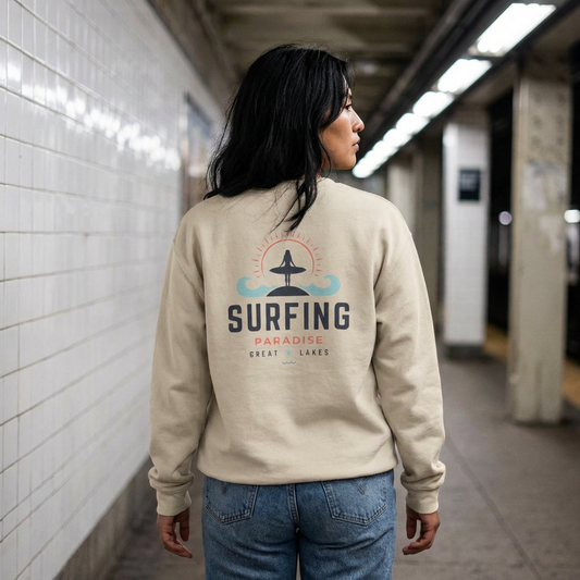 Great Lakes Surfing Paradise Unisex Crewneck Sweatshirt - Great Lakes Surf Fashion