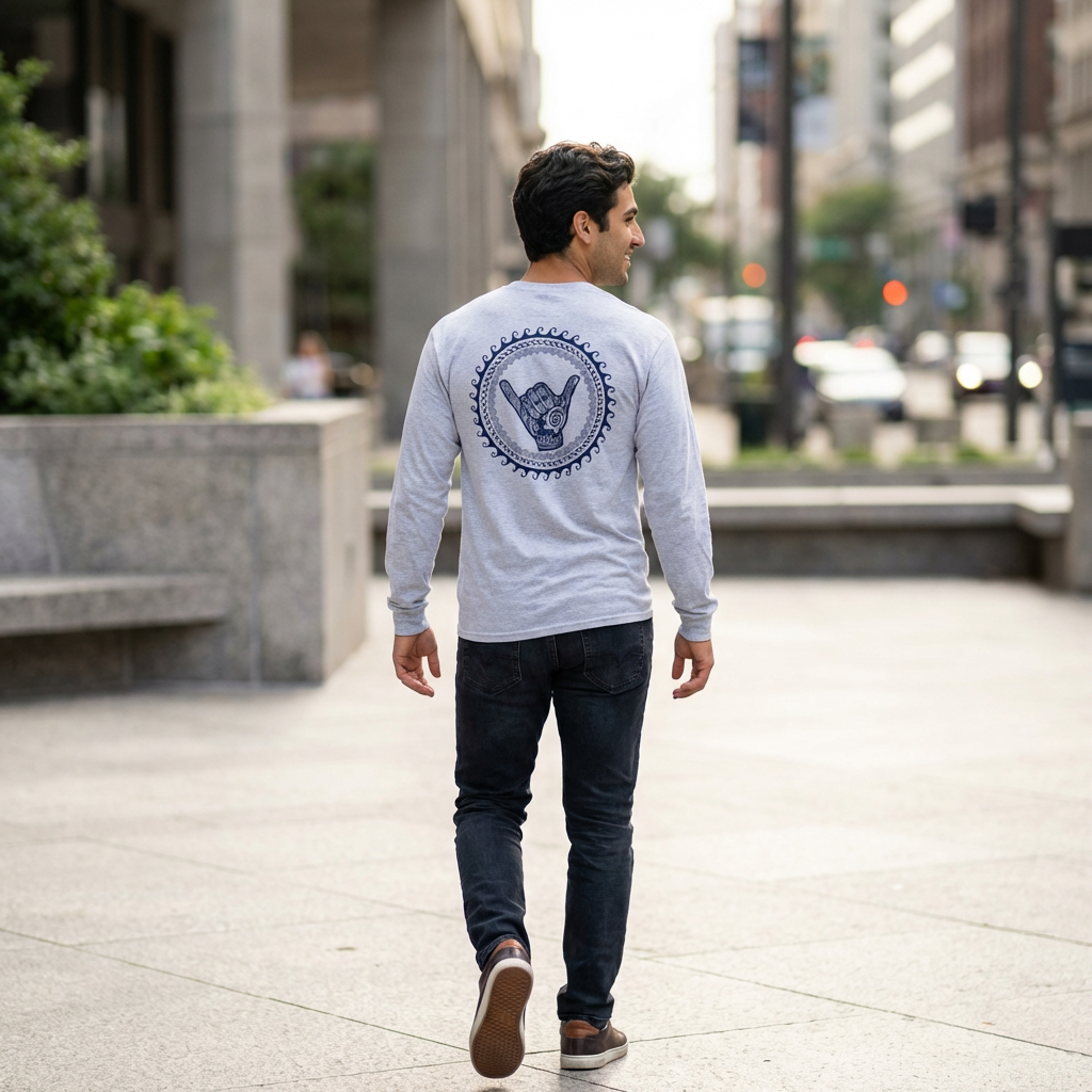The Board Shack Unisex Long Sleeve Tee with Shaka Design