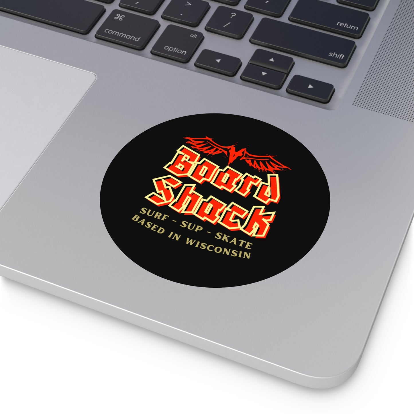 Board Shack Round Sticker — Surf · SUP · Skate Logo (Based in Wisconsin)