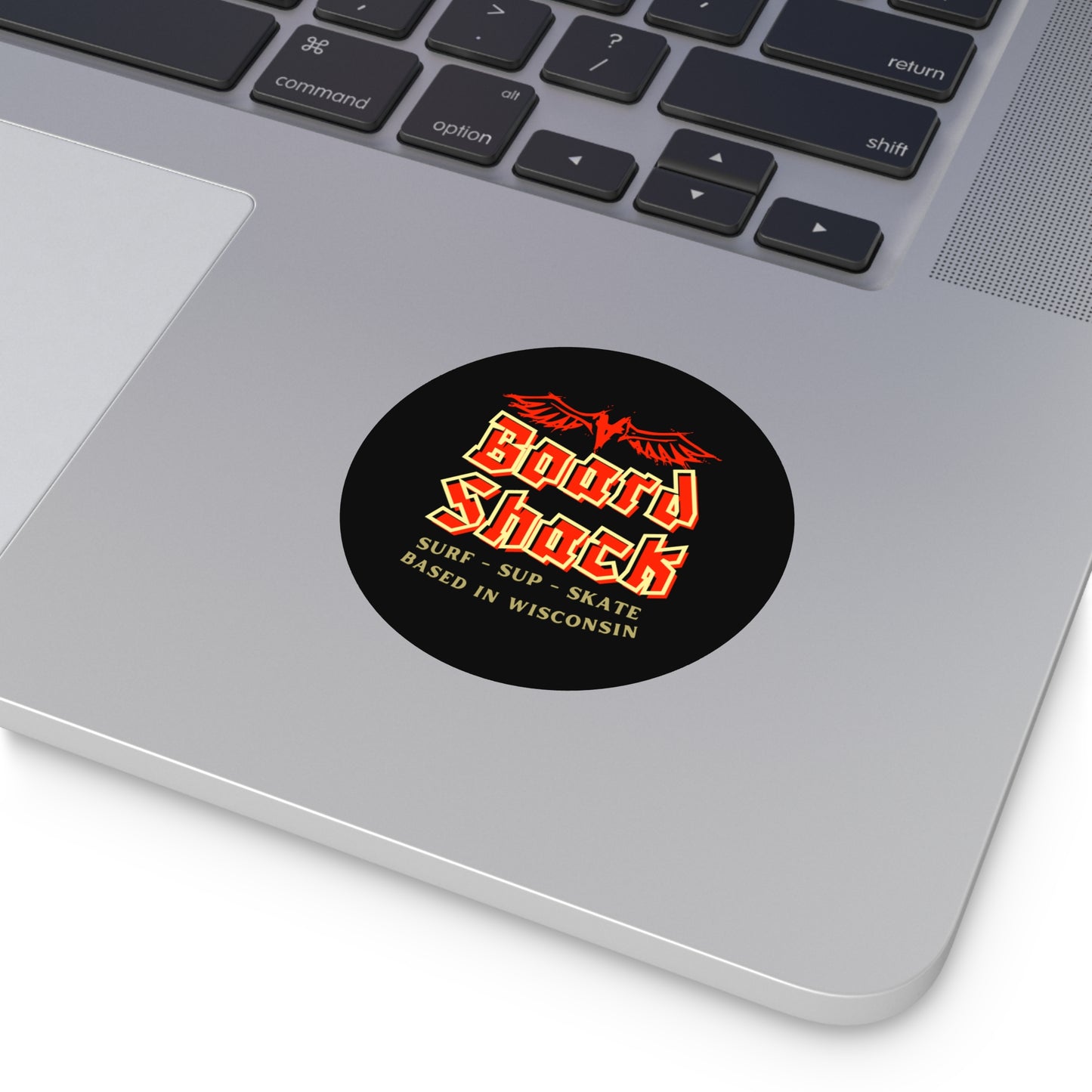 Board Shack Round Sticker — Surf · SUP · Skate Logo (Based in Wisconsin)