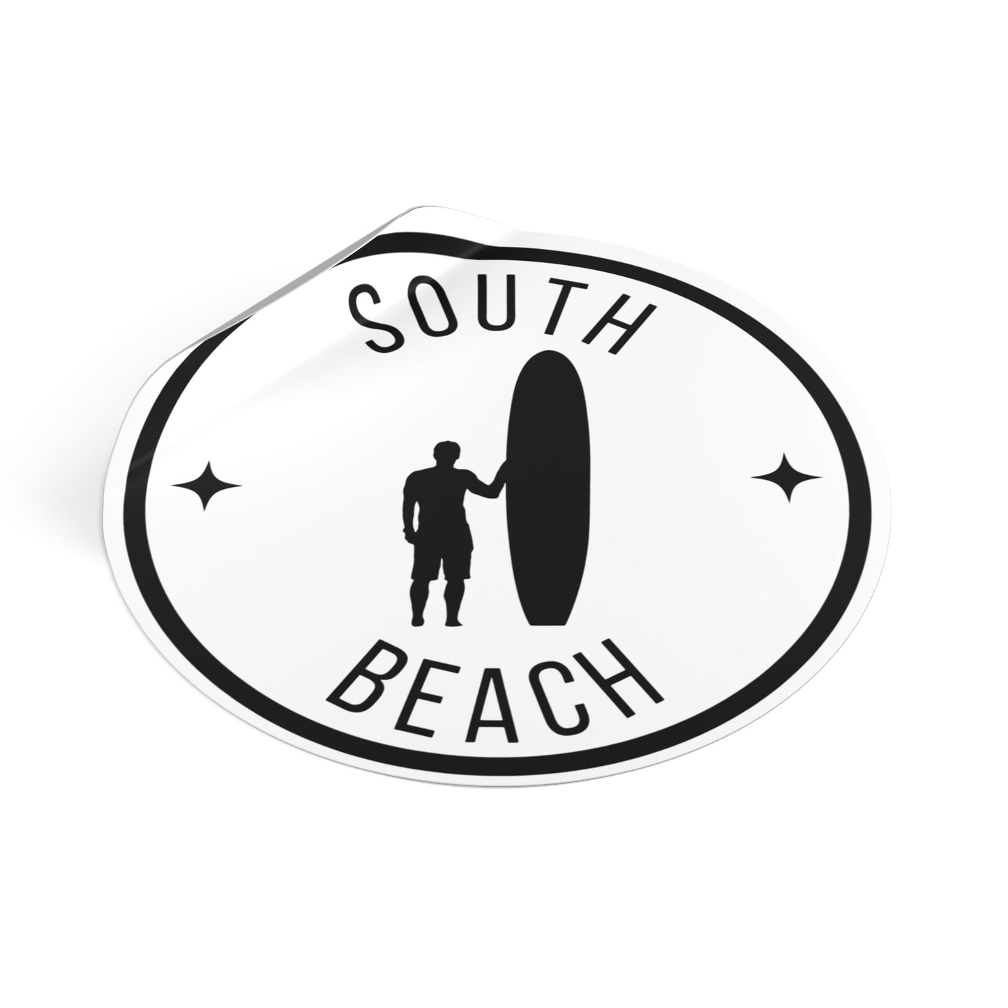 South Beach Surfboard Round Vinyl Sticker — Surfing Decal